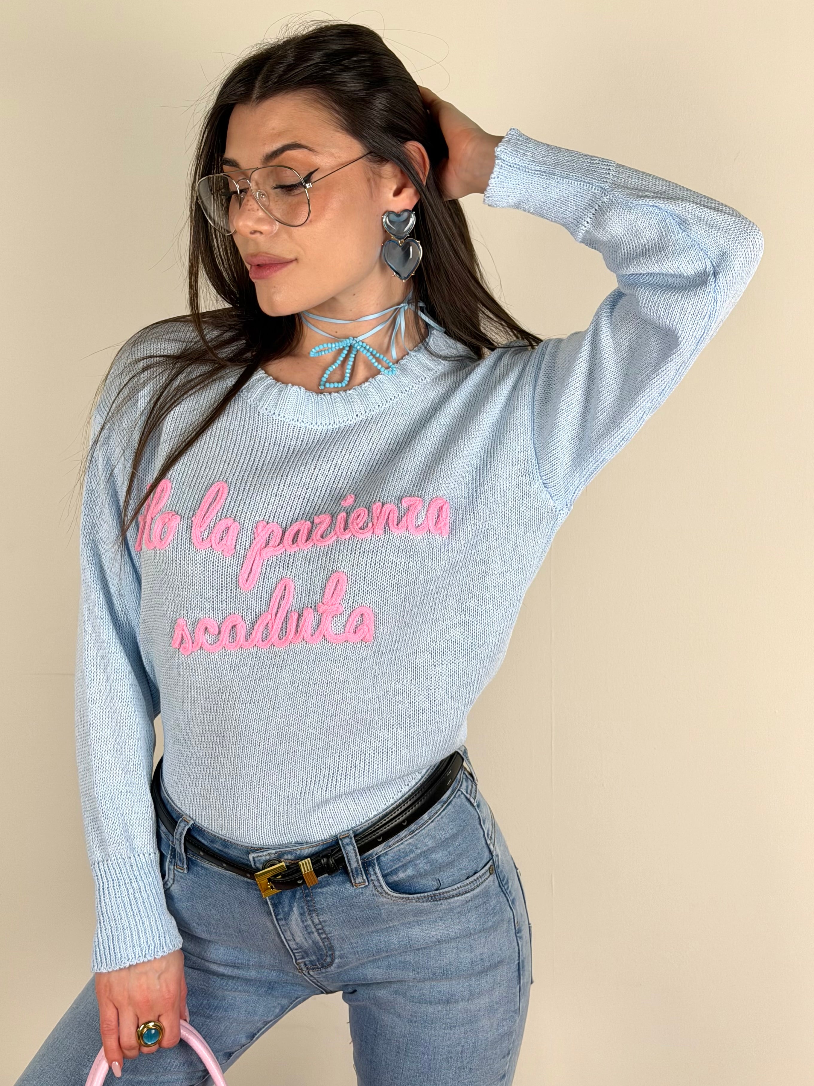 Maglia “ho la pazienza scaduta” celeste