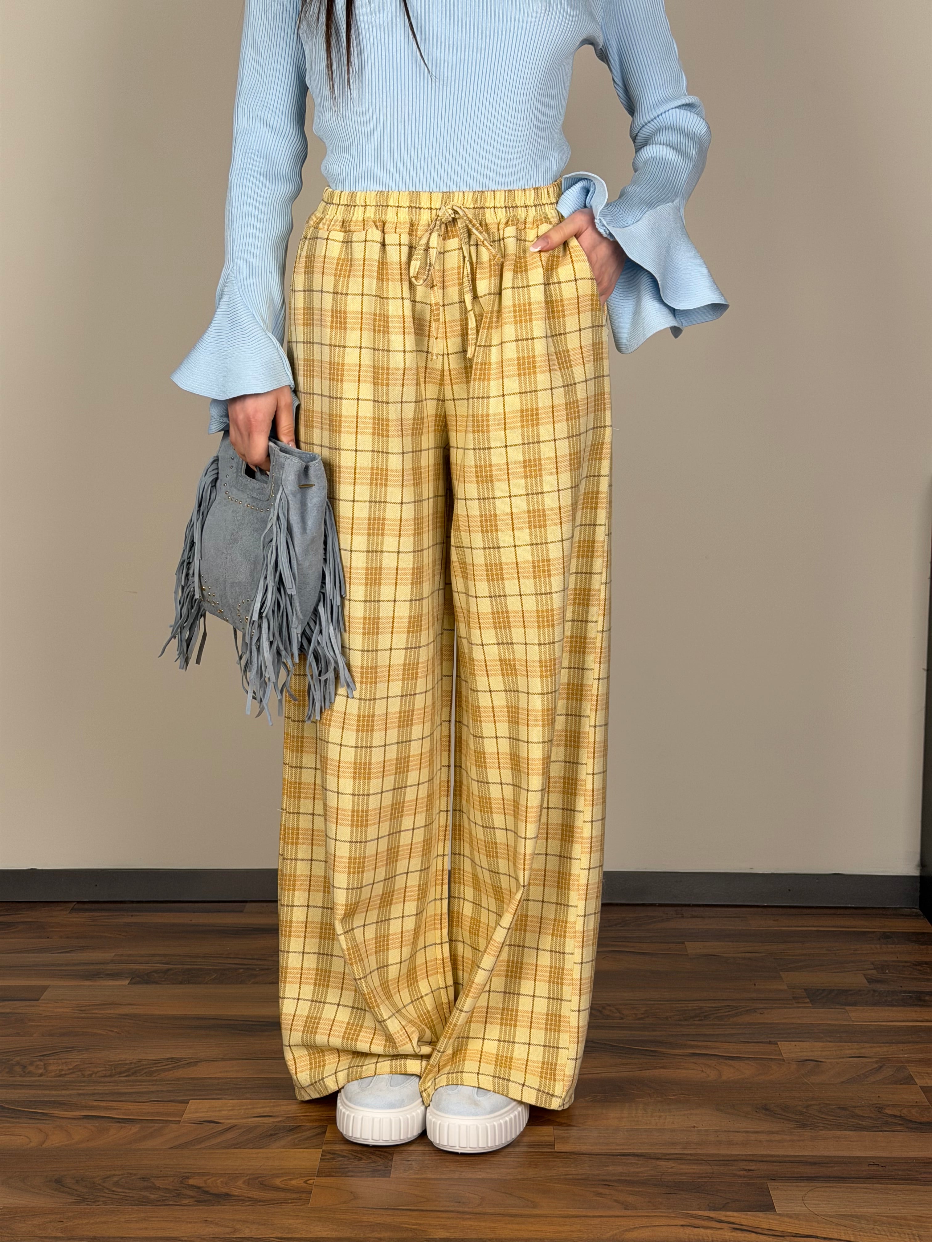 Pantalone check urban giallo