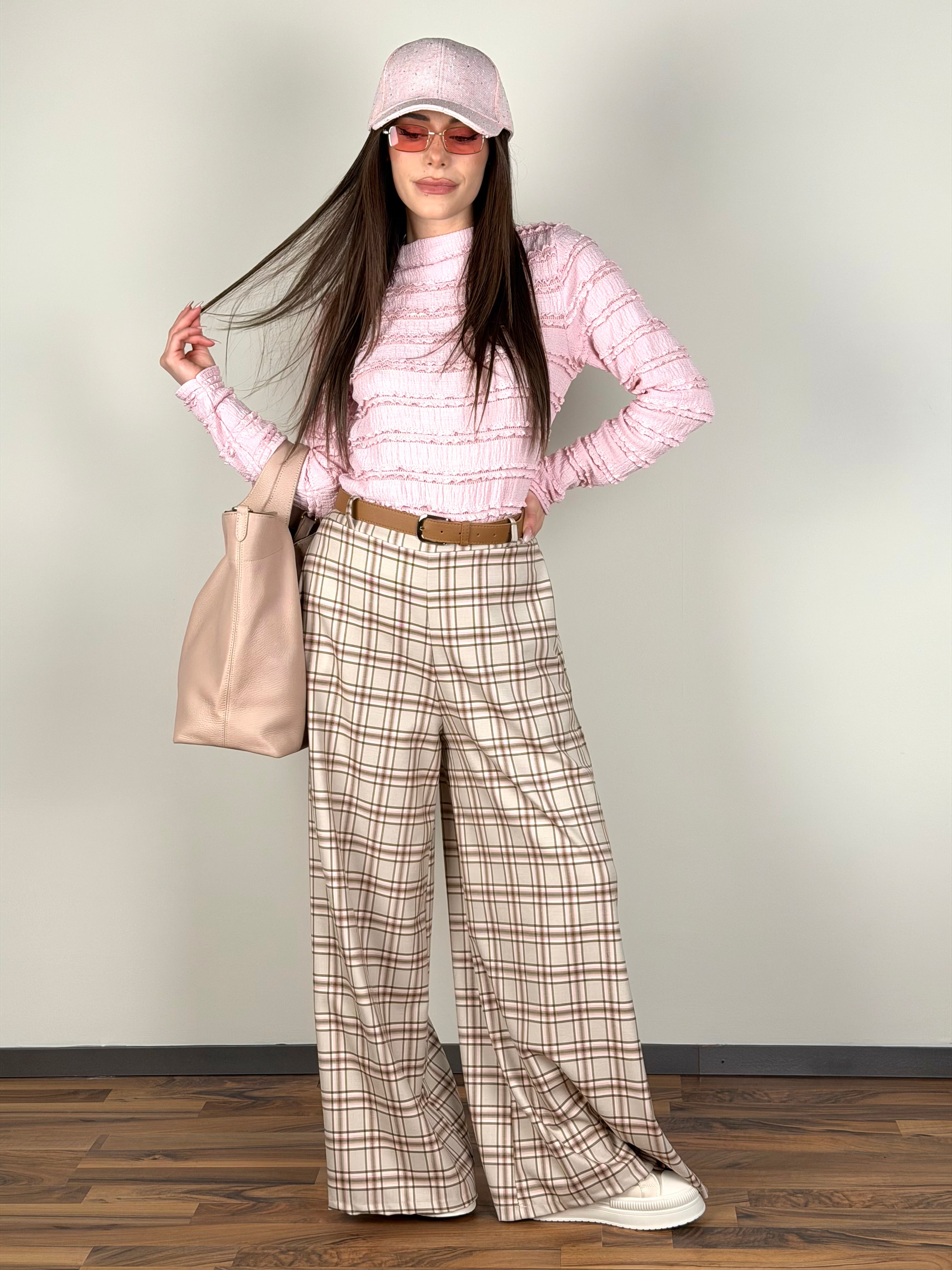 Pantalone check Siria beige