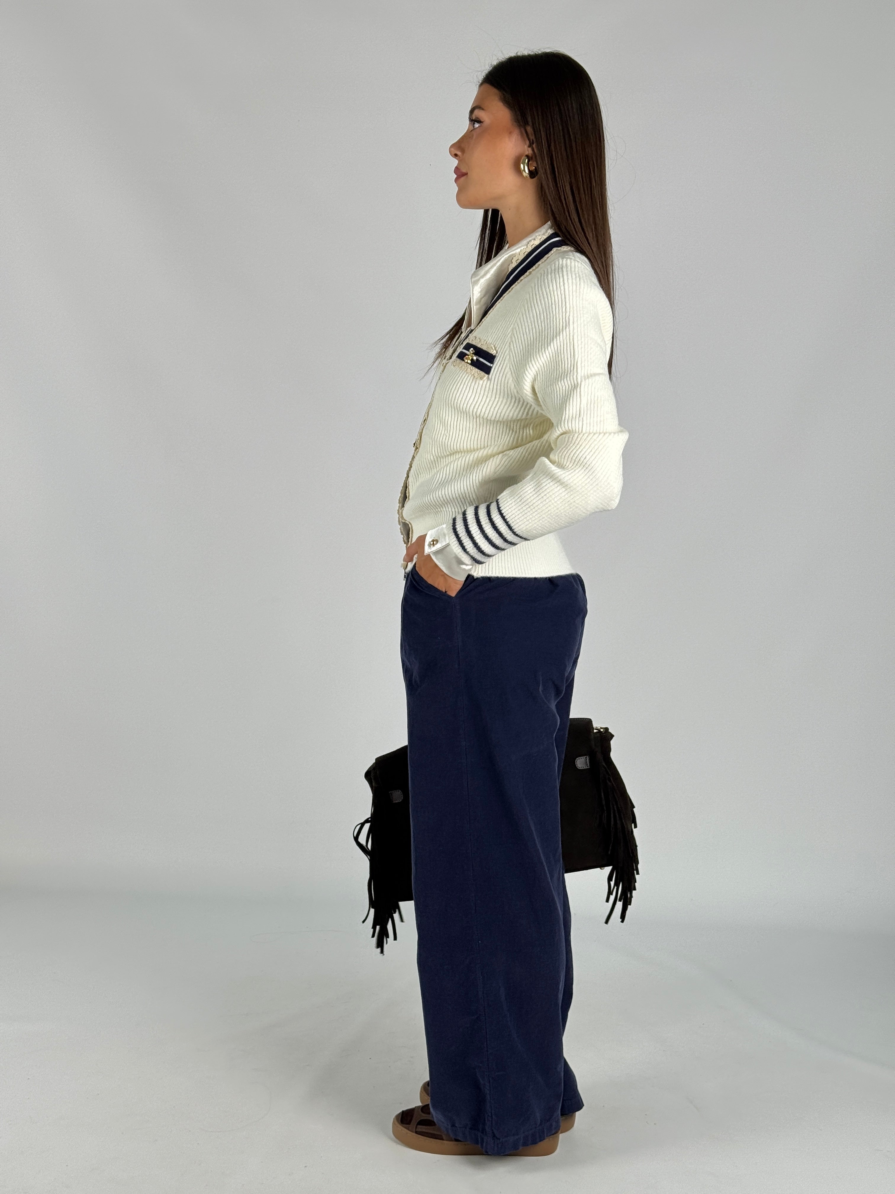 Pantalone velluto blu