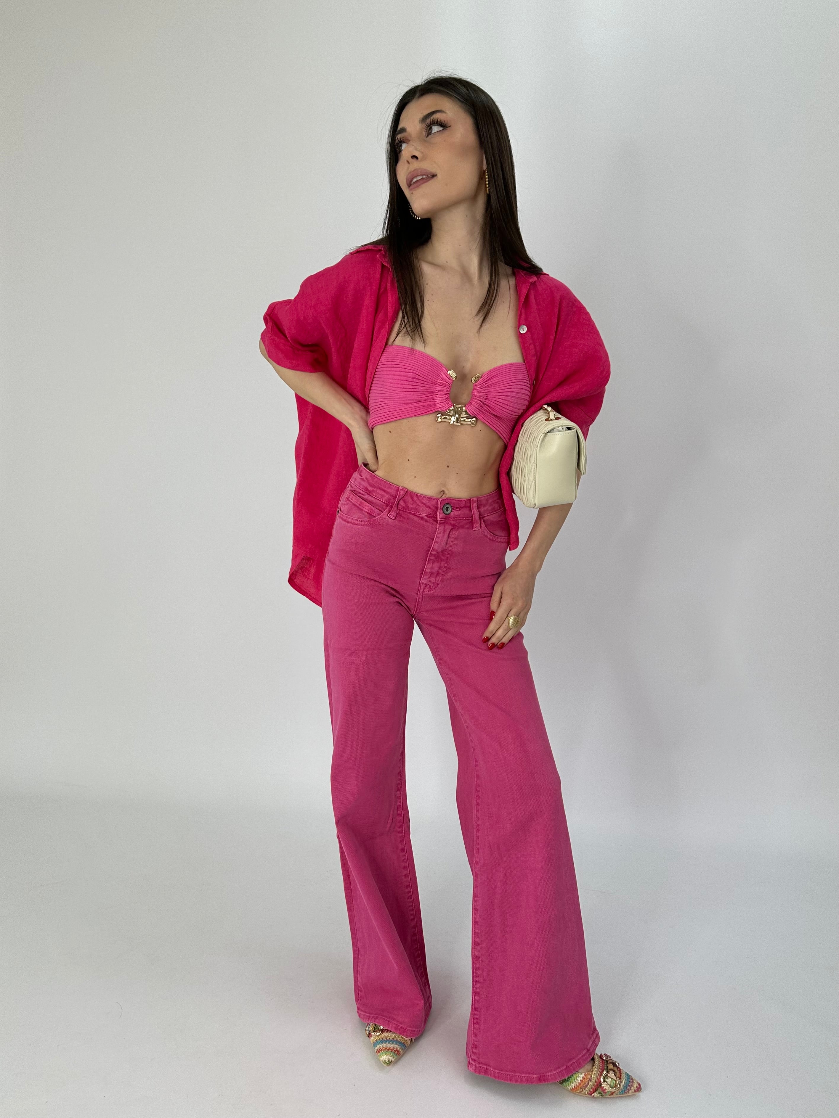 Jeans ofelia palazzo fucsia