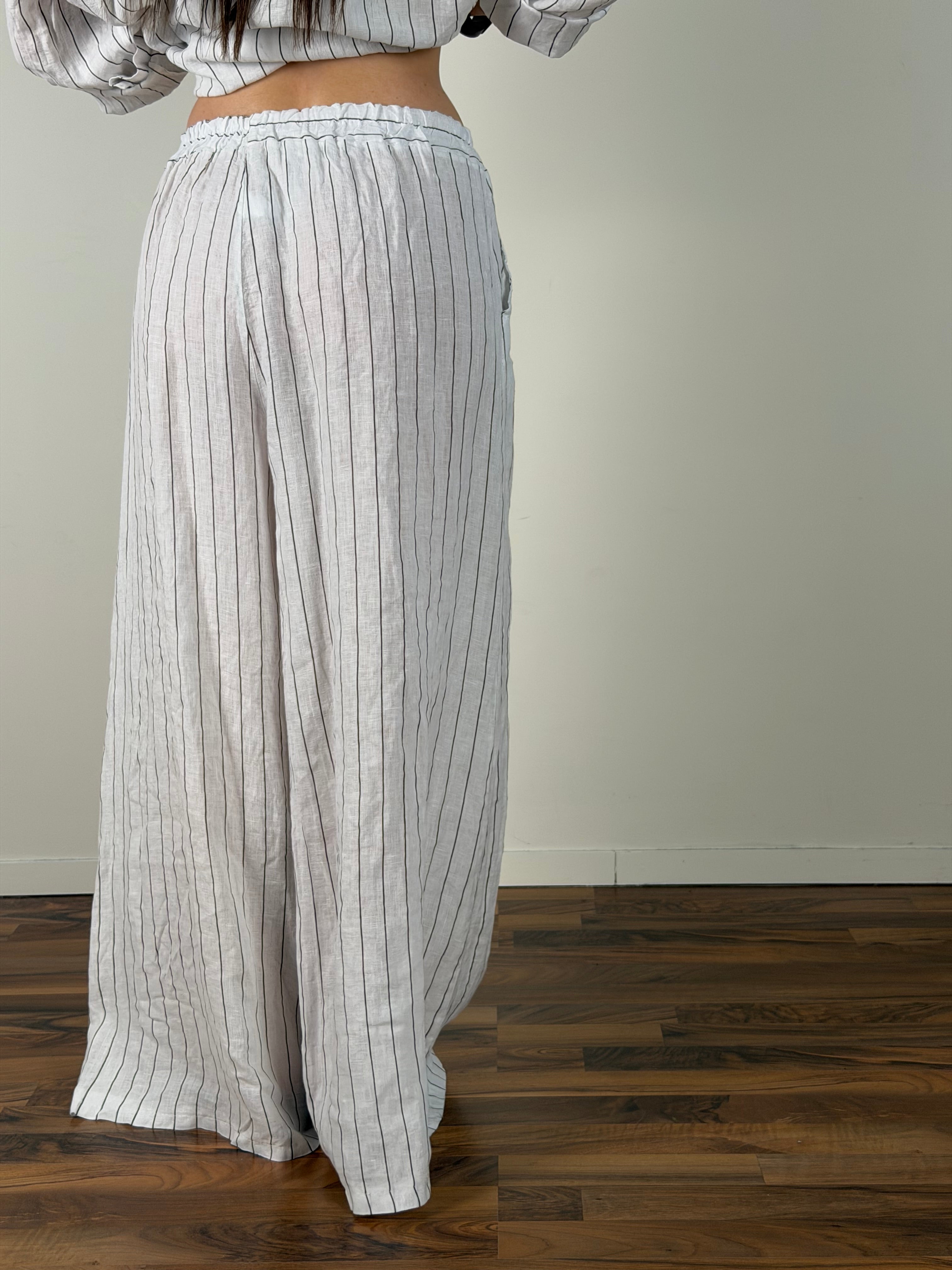 Pantalone puro lino Margot bianco