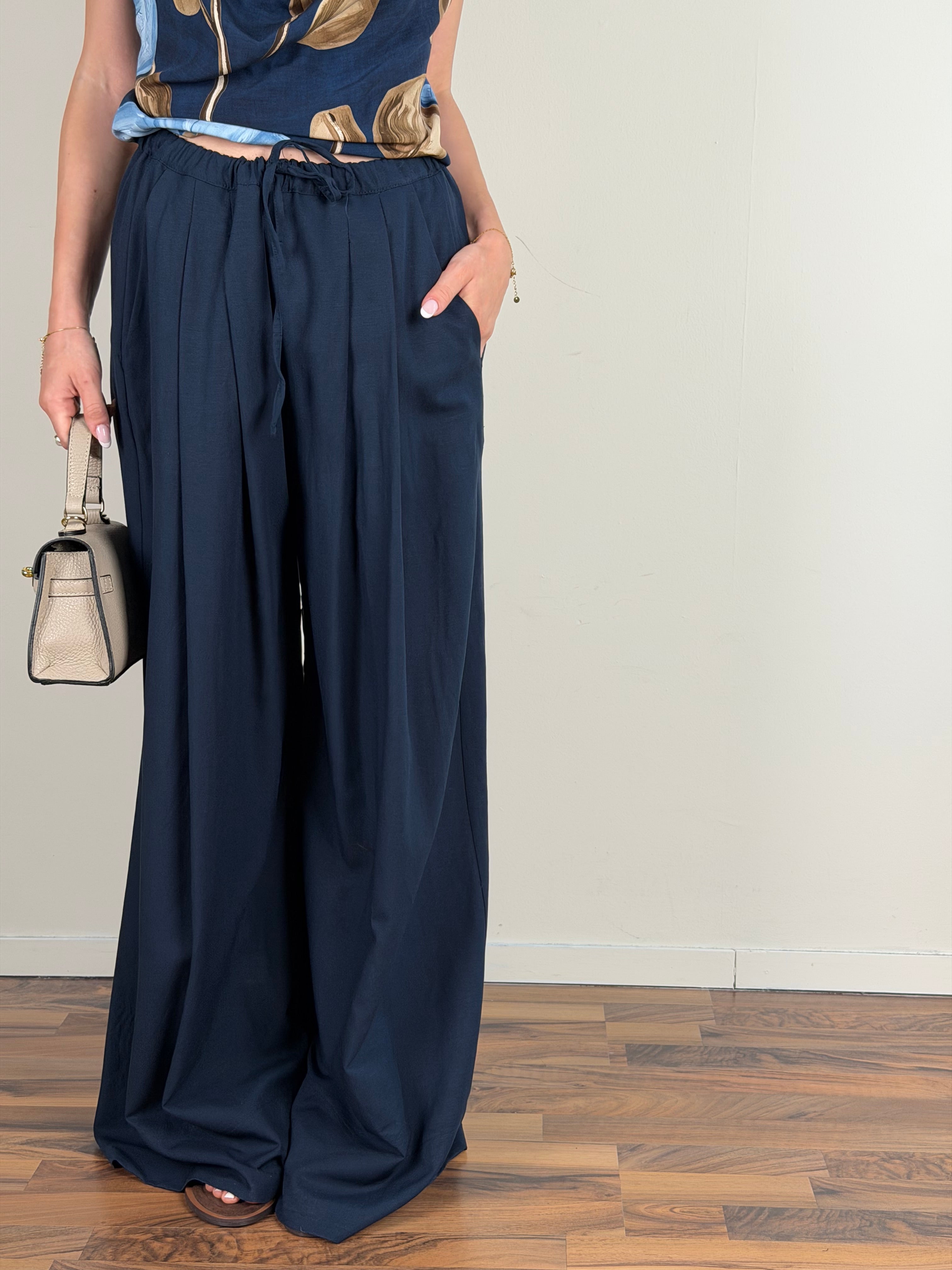 Pantalone lino Mirage blu