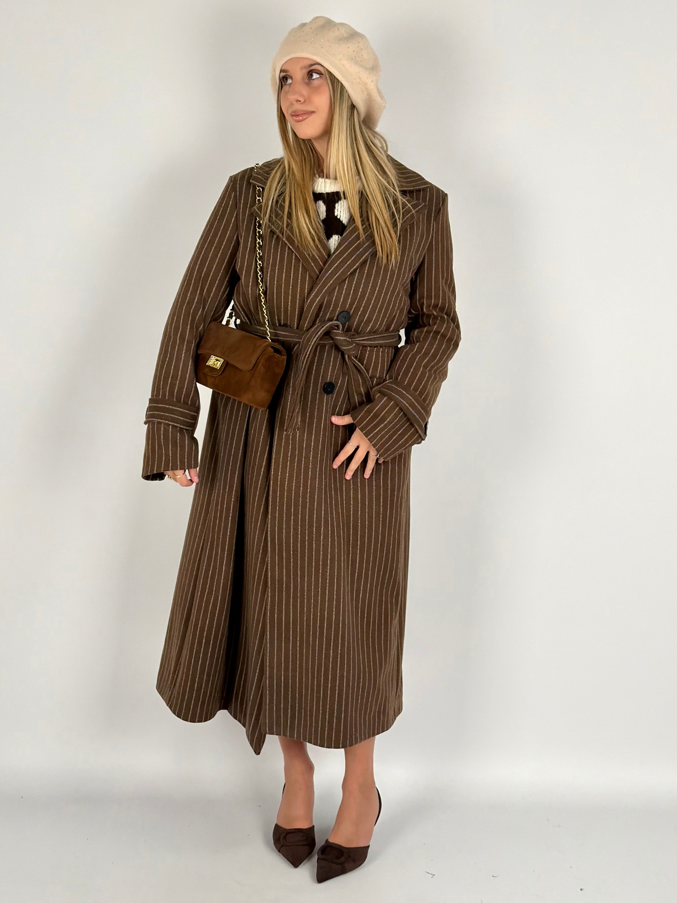 Cappotto gessato moro