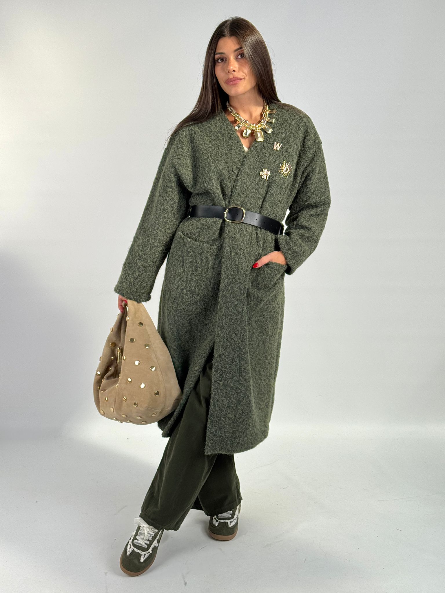 Cappotto spille verde