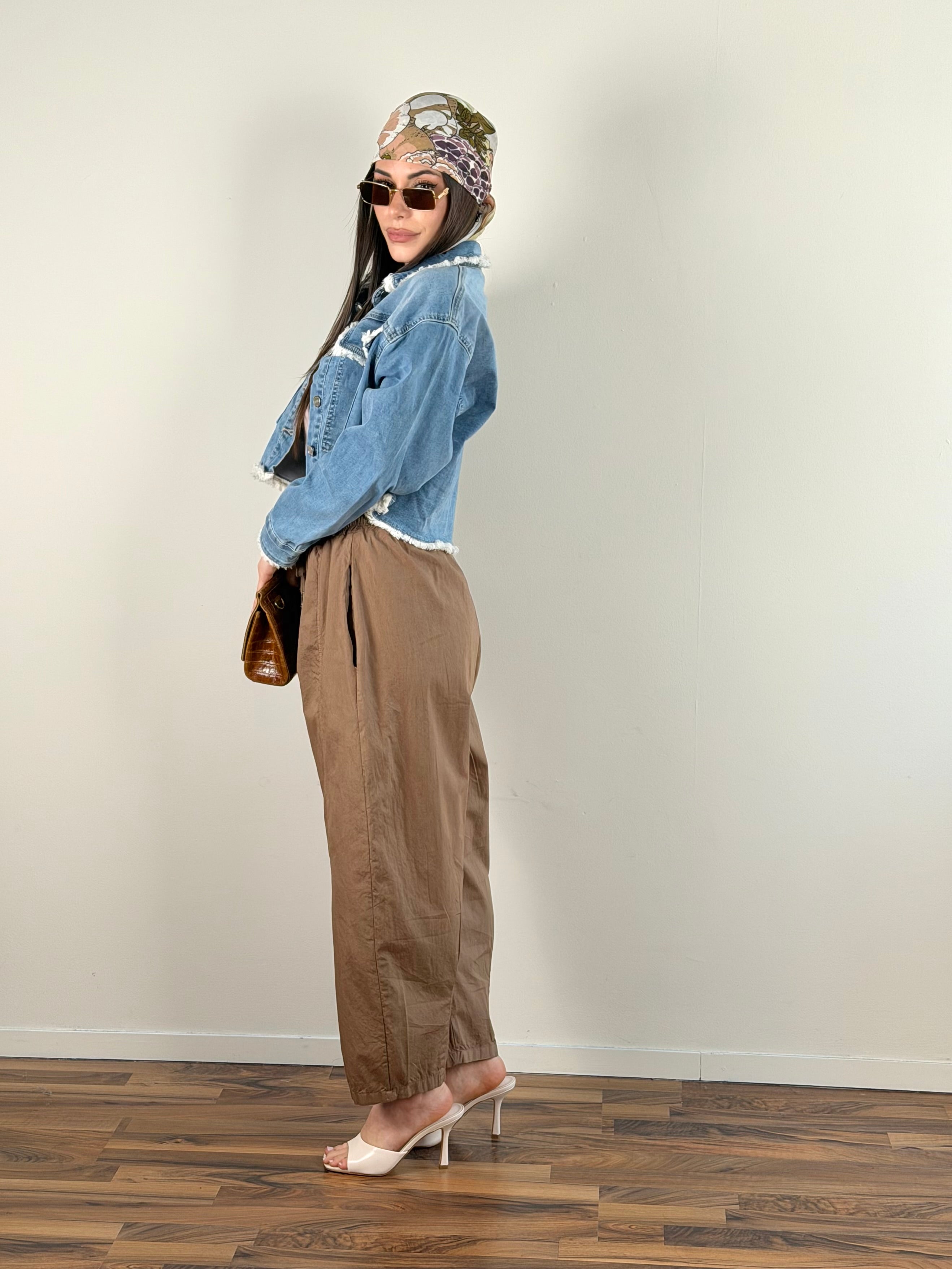 Giubbino denim sfrangiatura