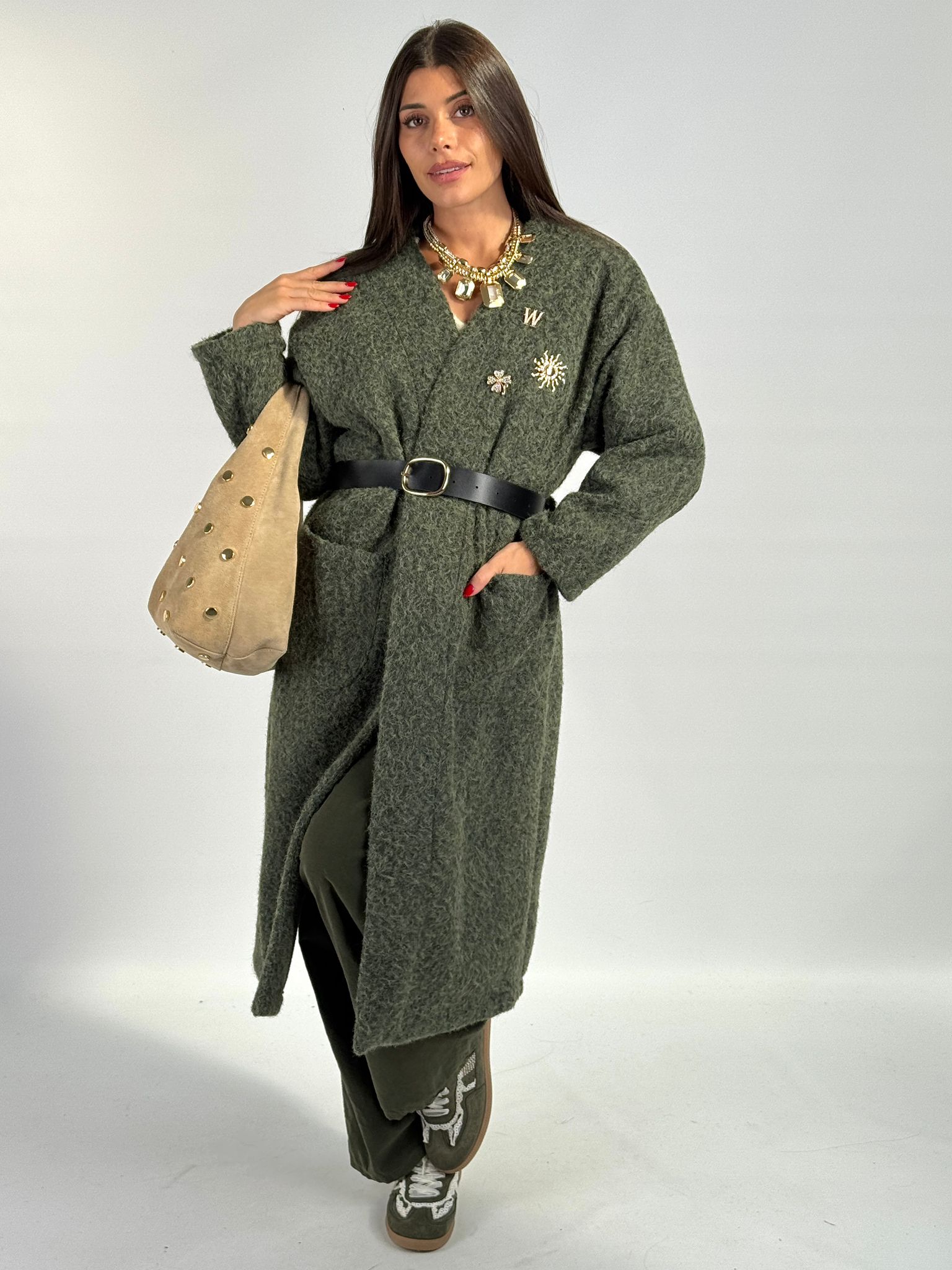 Cappotto spille verde