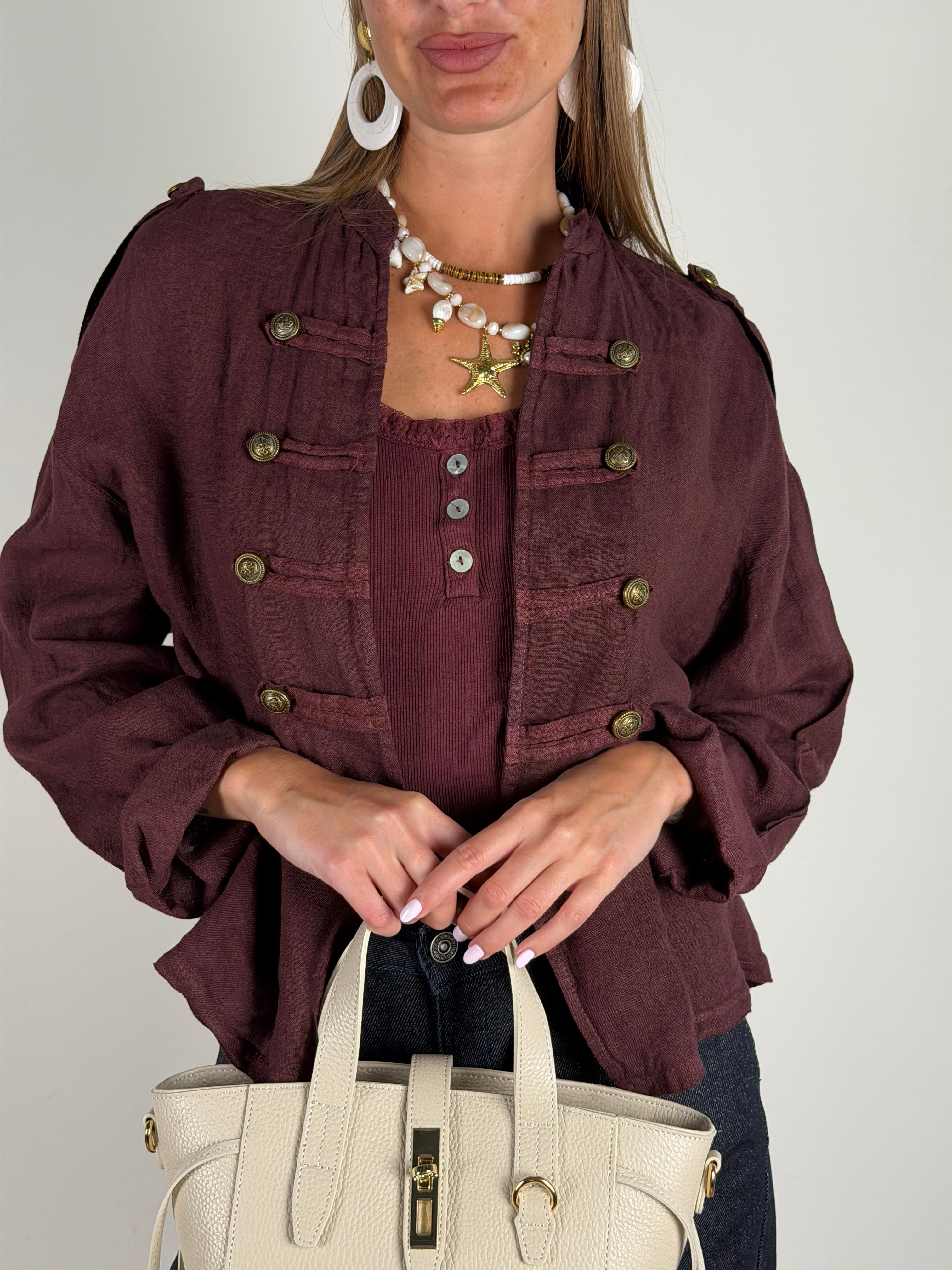 Giacca Lino Coralline bordeaux