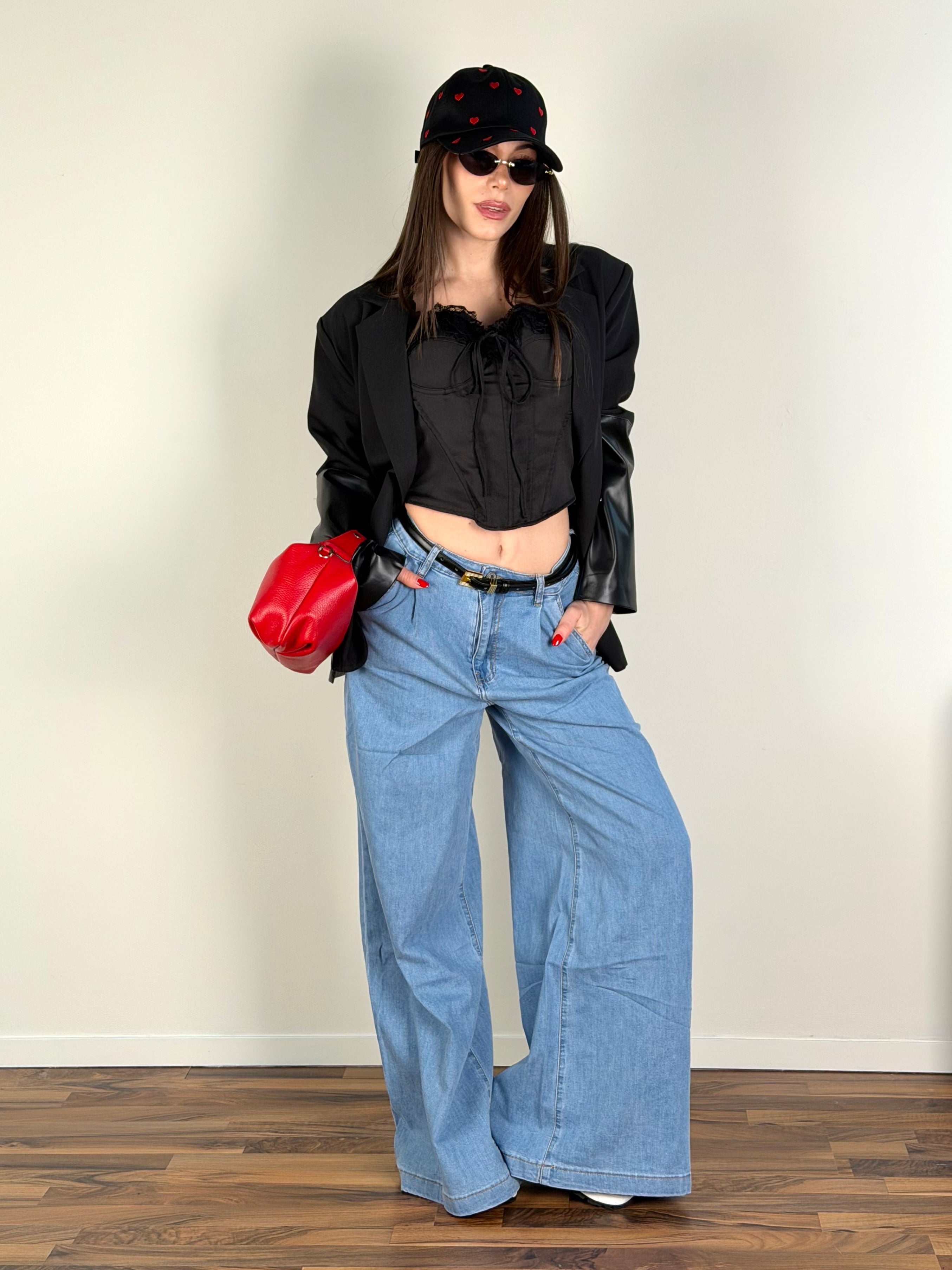 Giacca premium inserti in ecopelle nero