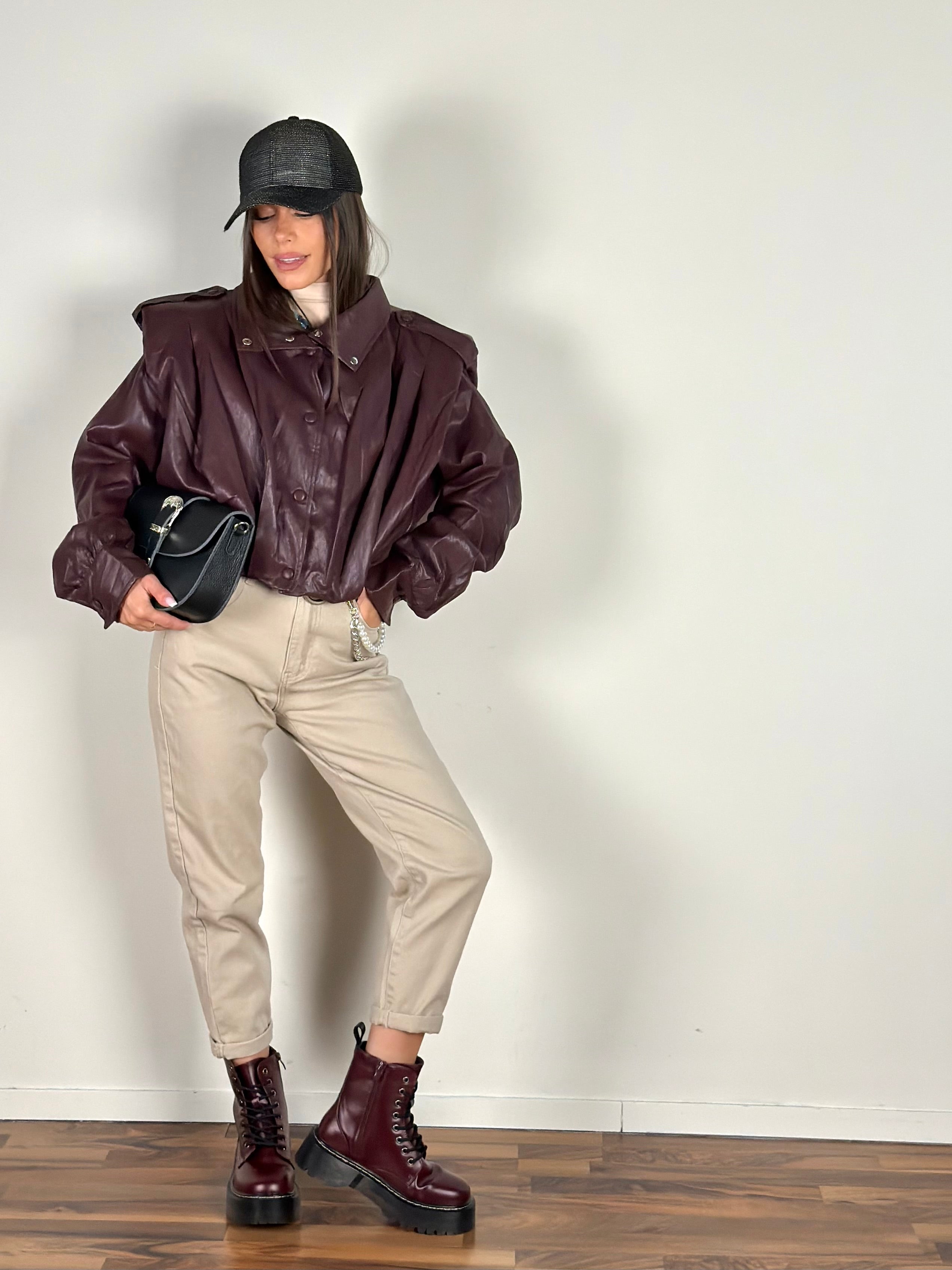Bomber ecopelle London bordeaux
