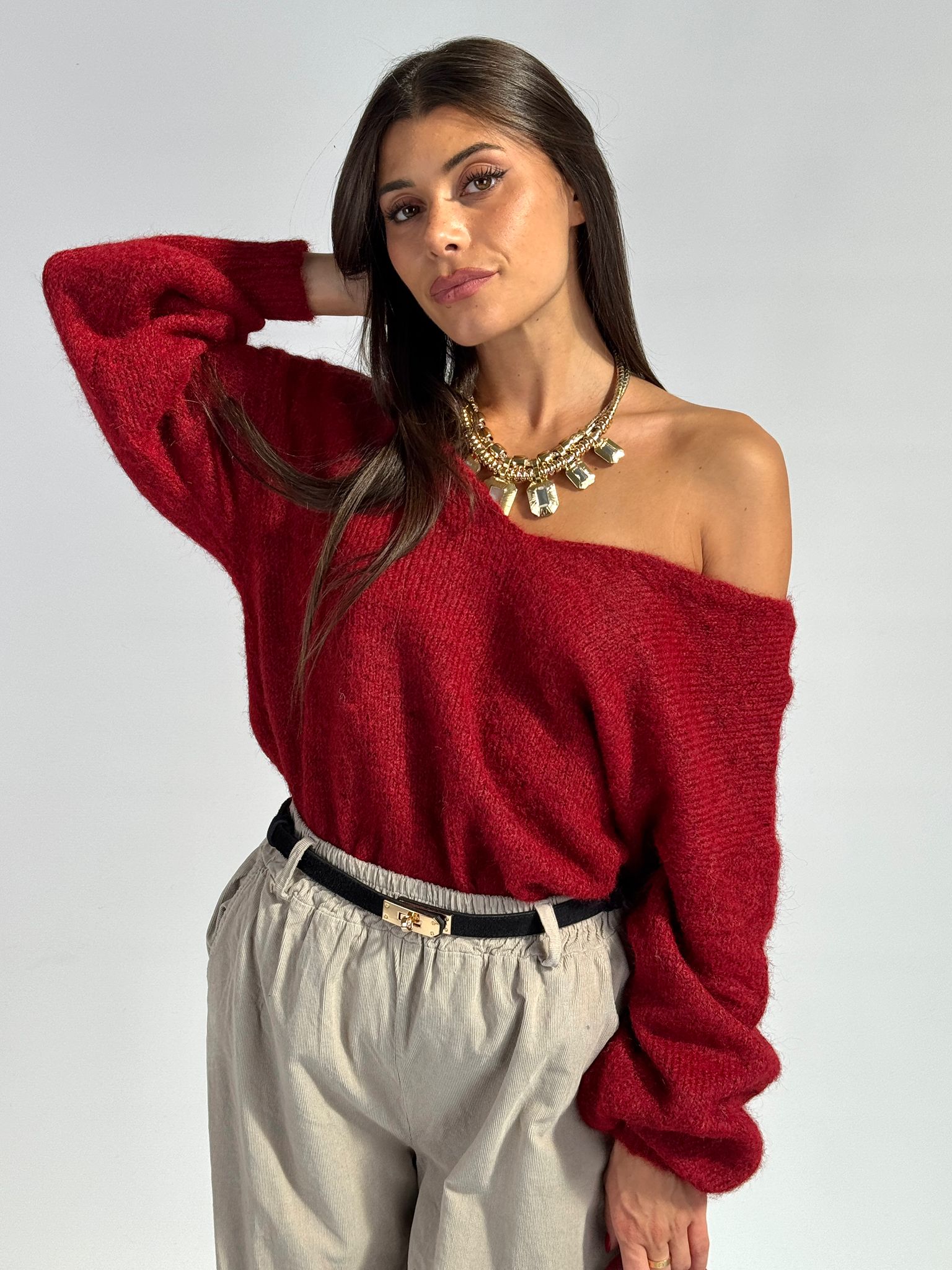 Maglioncino fiocco bordeaux