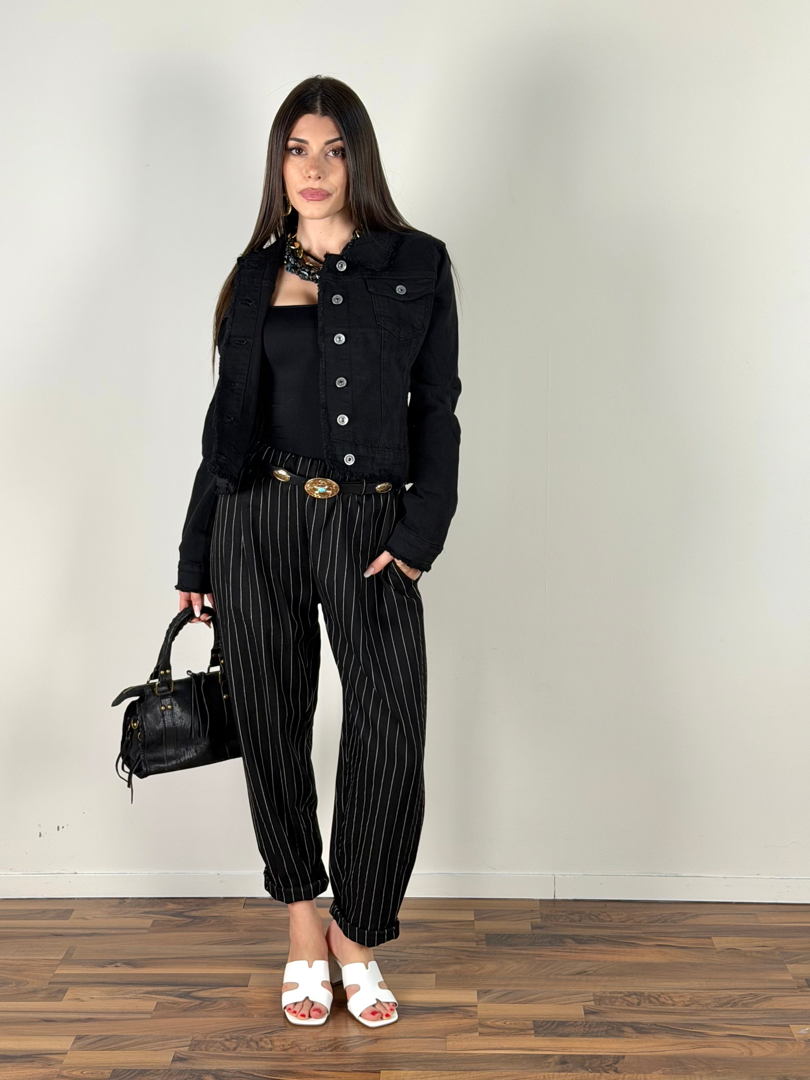 Giubbino jeans David nero