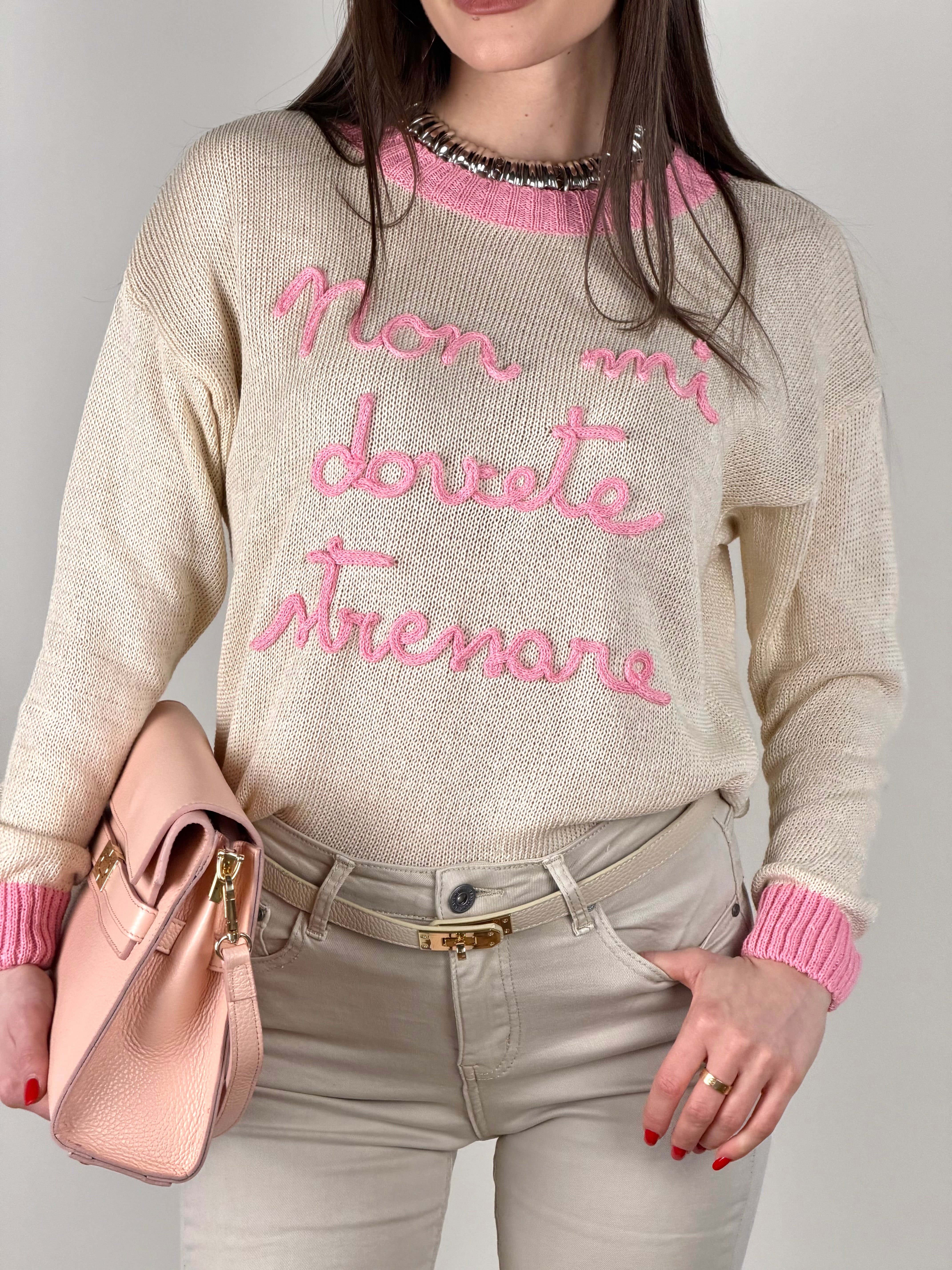 Maglia non mi stressare beige