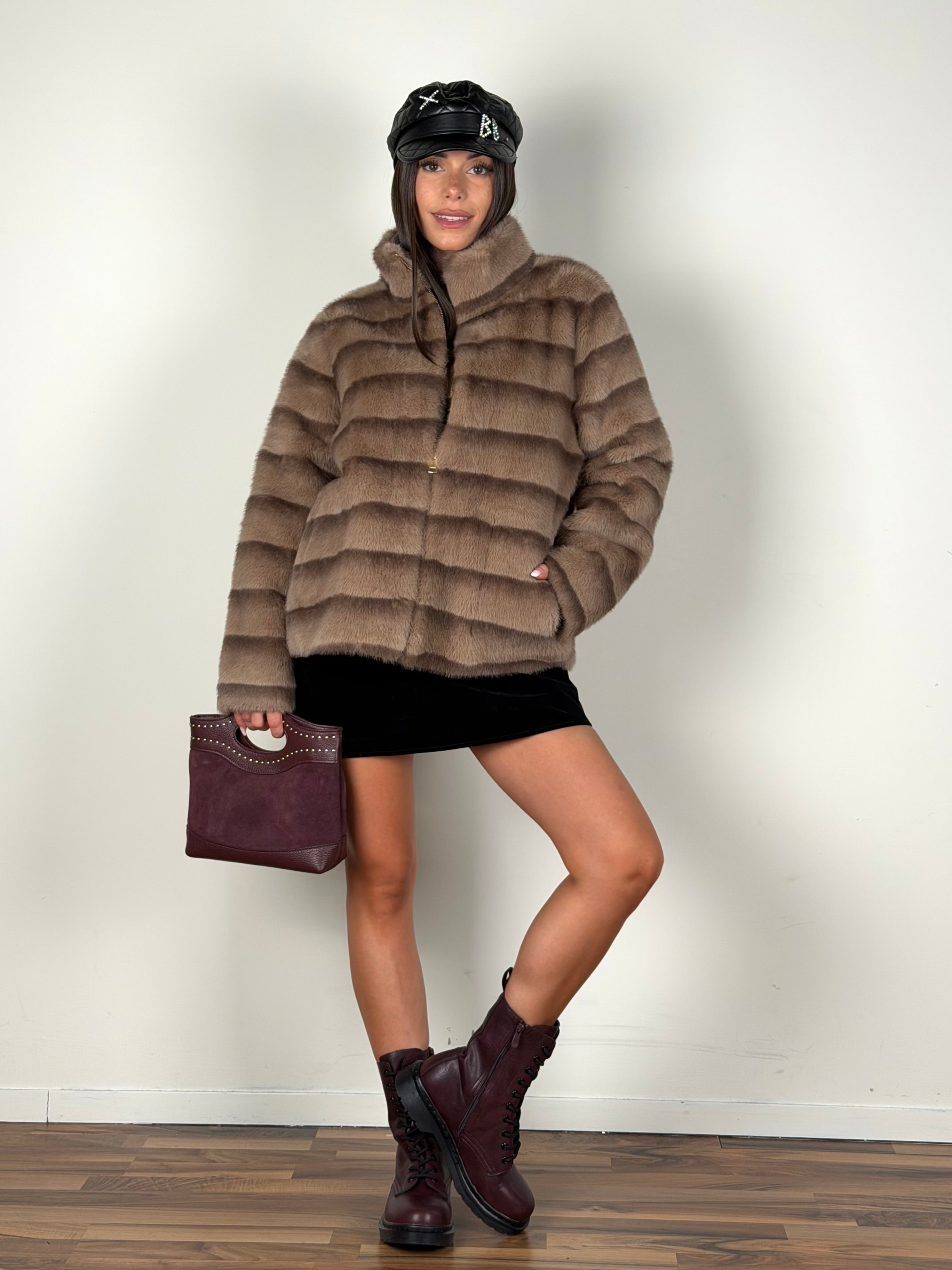 Pelliccia reversibile Nancy fango
