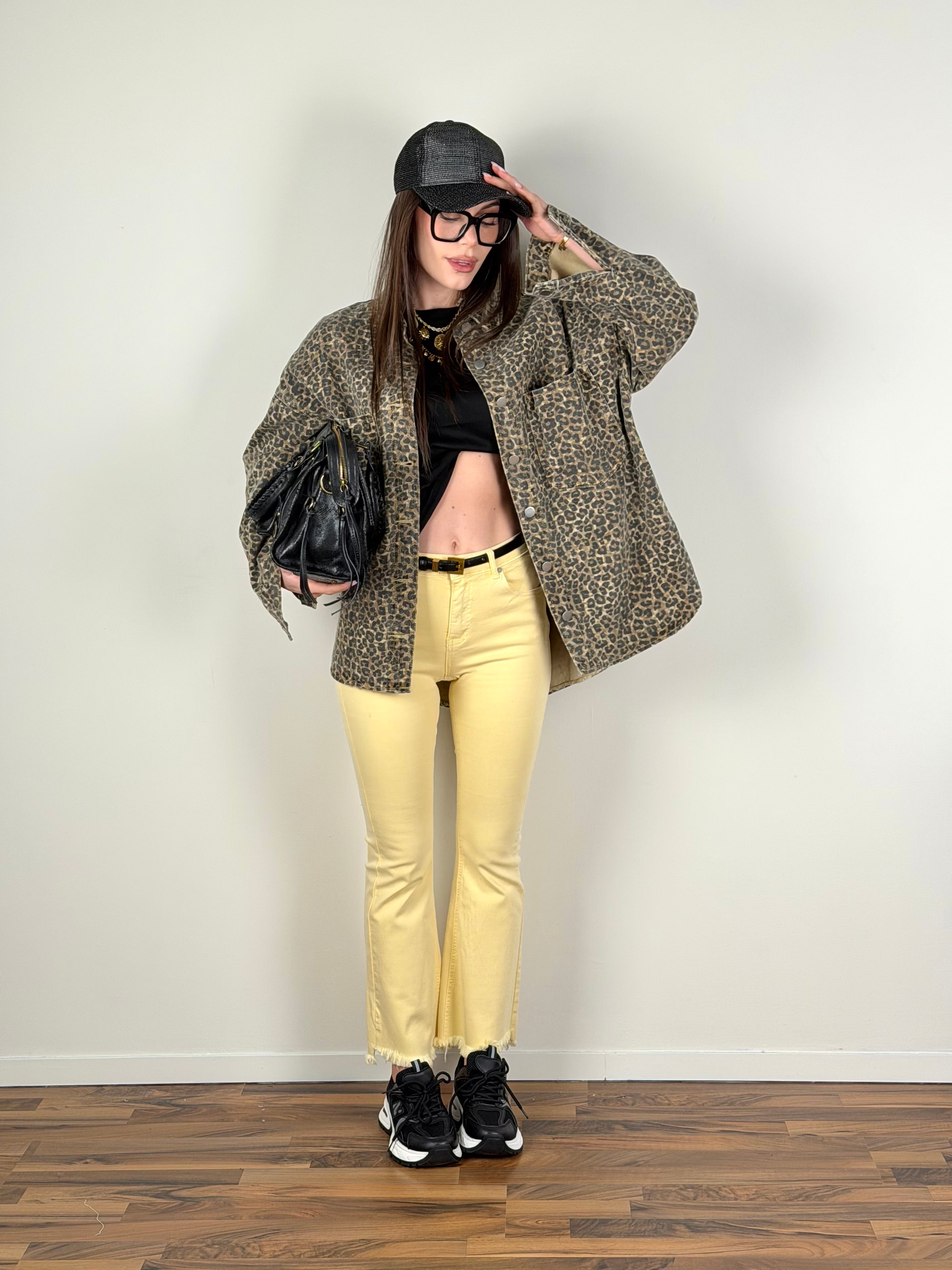 Giubbino jeans maculato