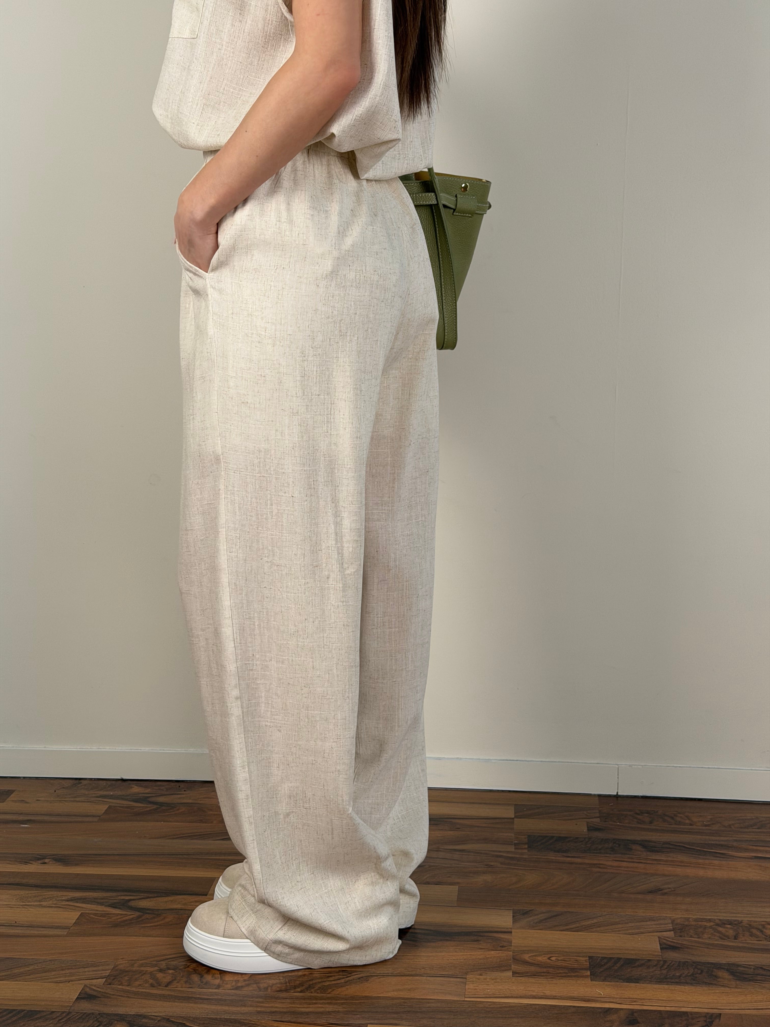 Completo lino beige