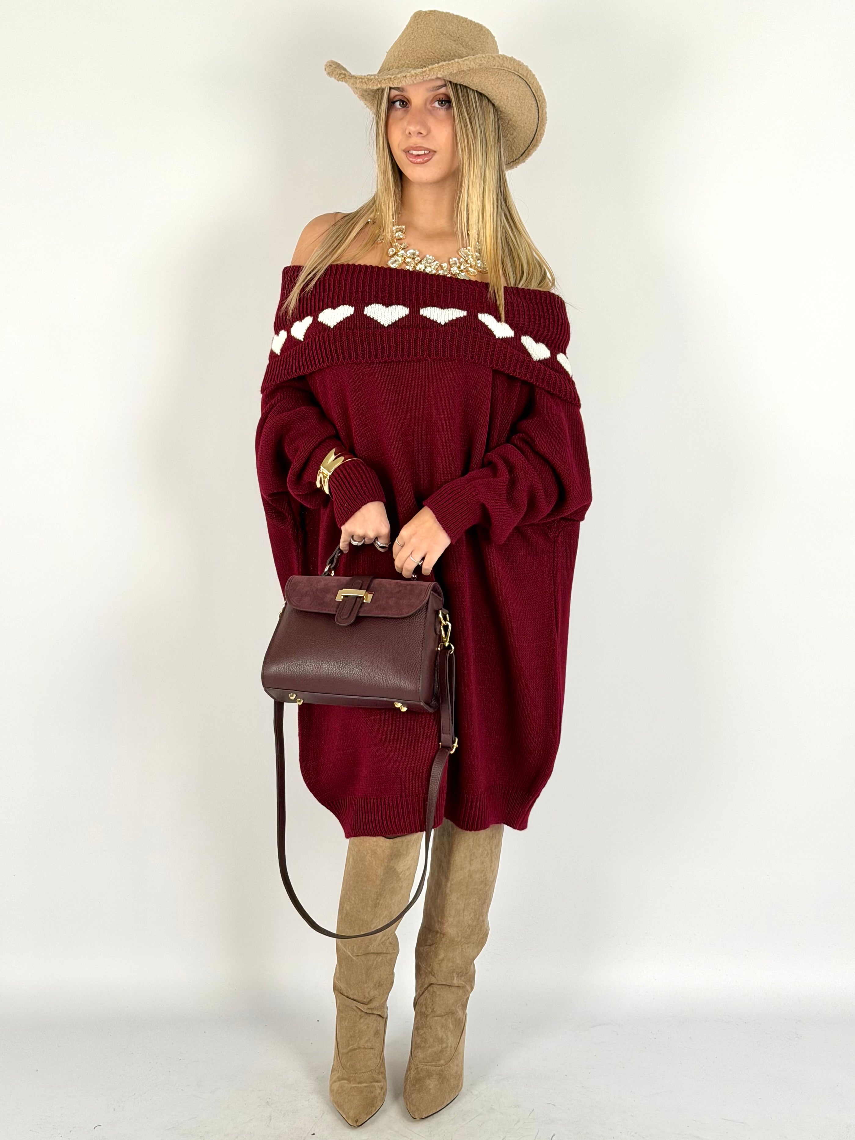 Abito cuori bordeaux