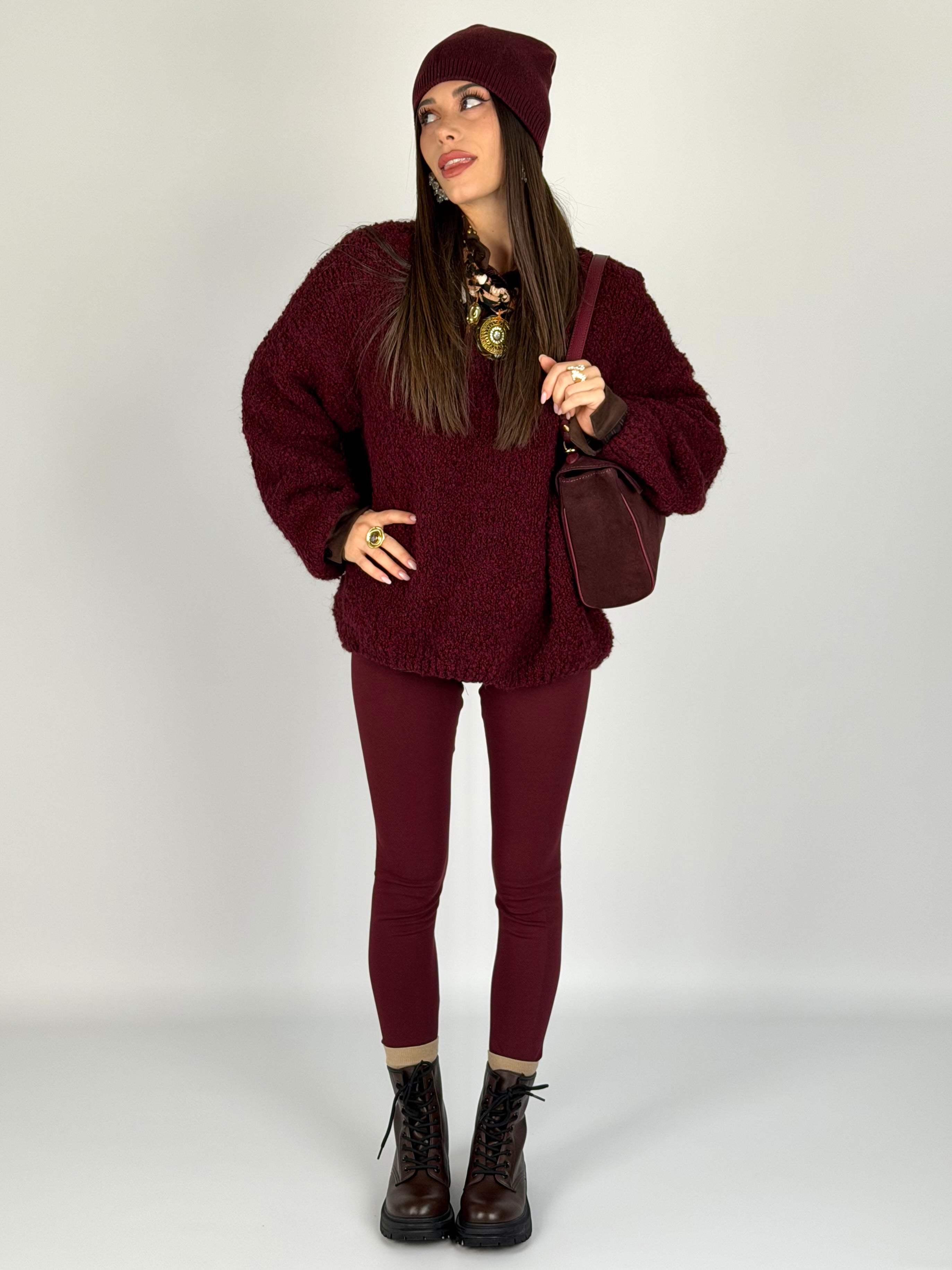Leggins cotone bordeaux