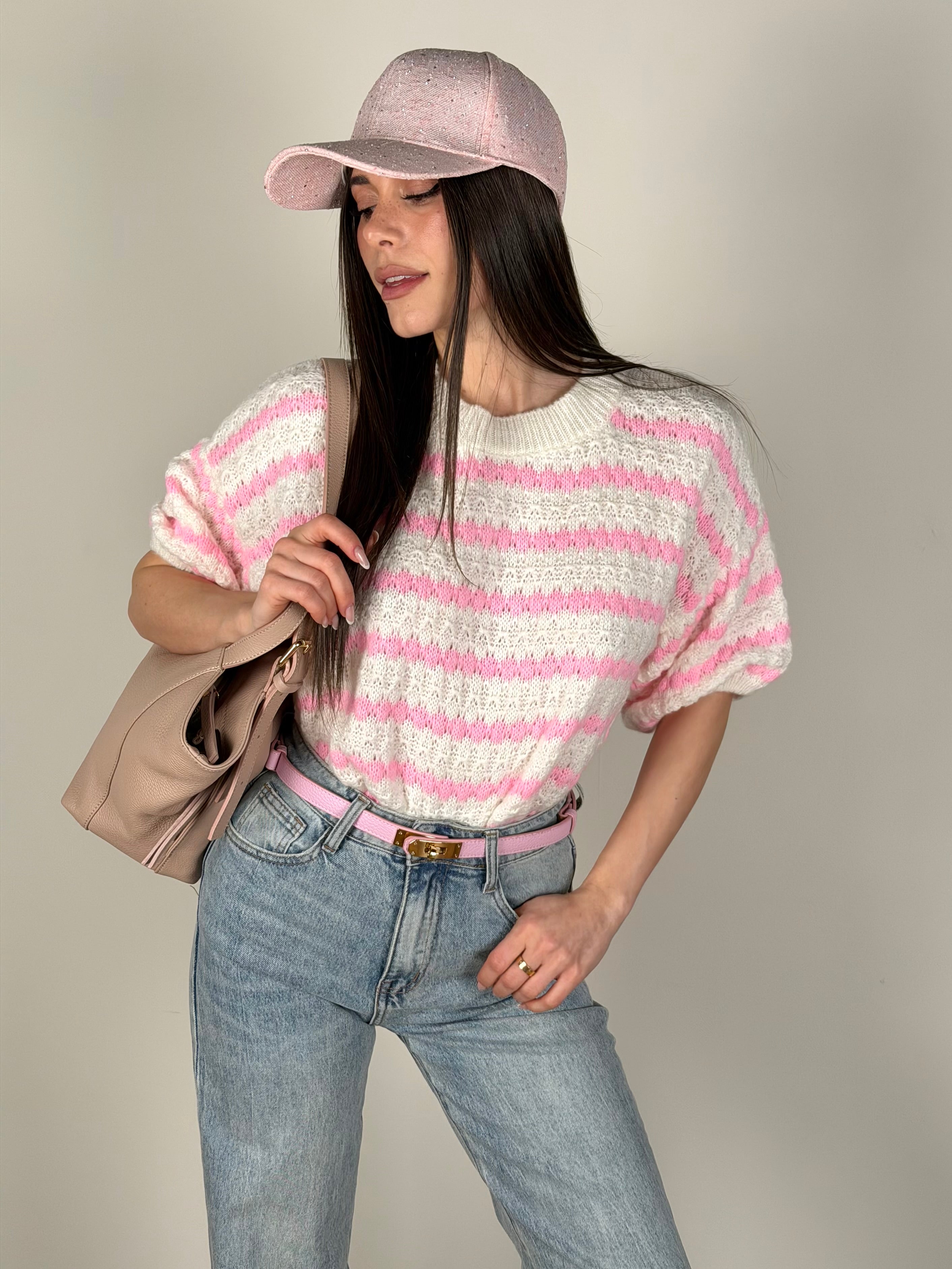 Maglia zig zag rosa
