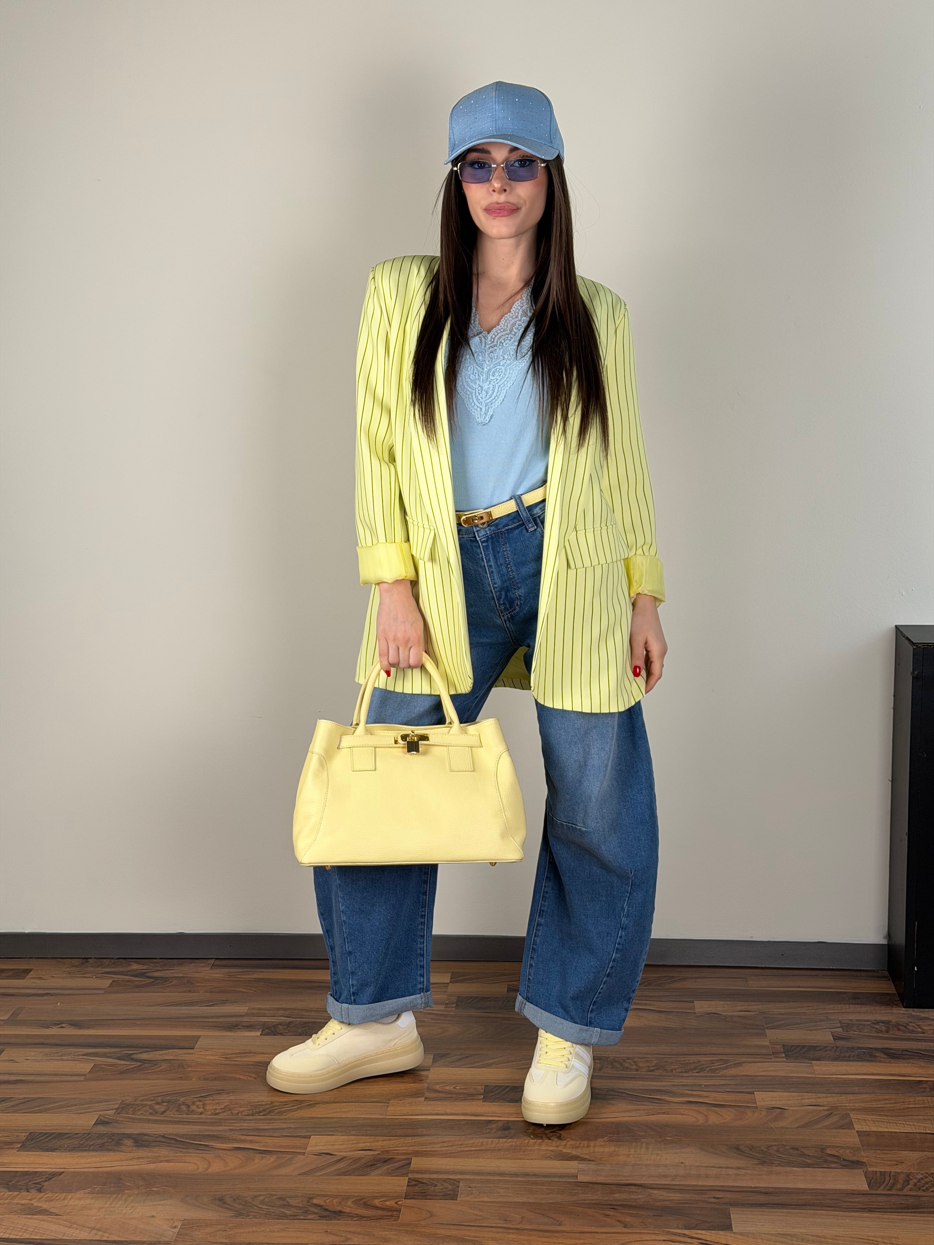 Giacca gessata gialla