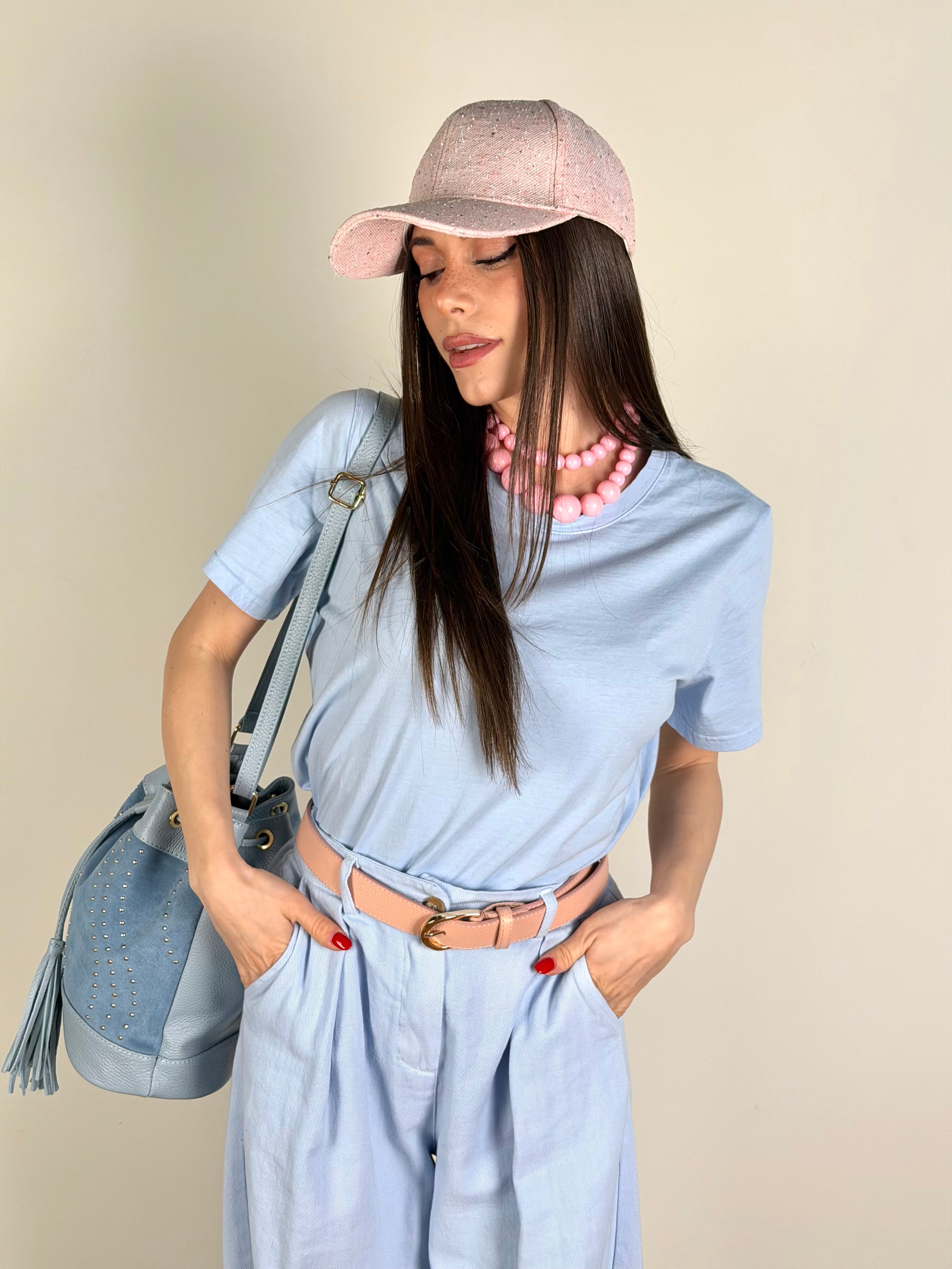 T-shirt monocolore celeste