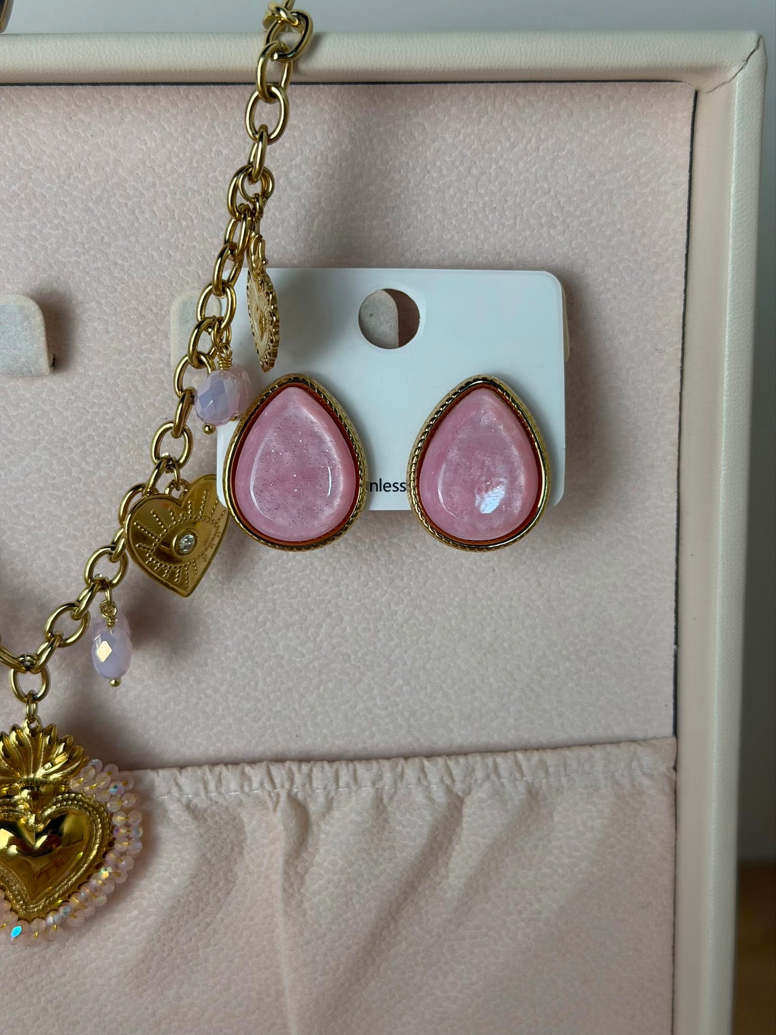 Orecchini pietra ROSA- collezione HAPPY