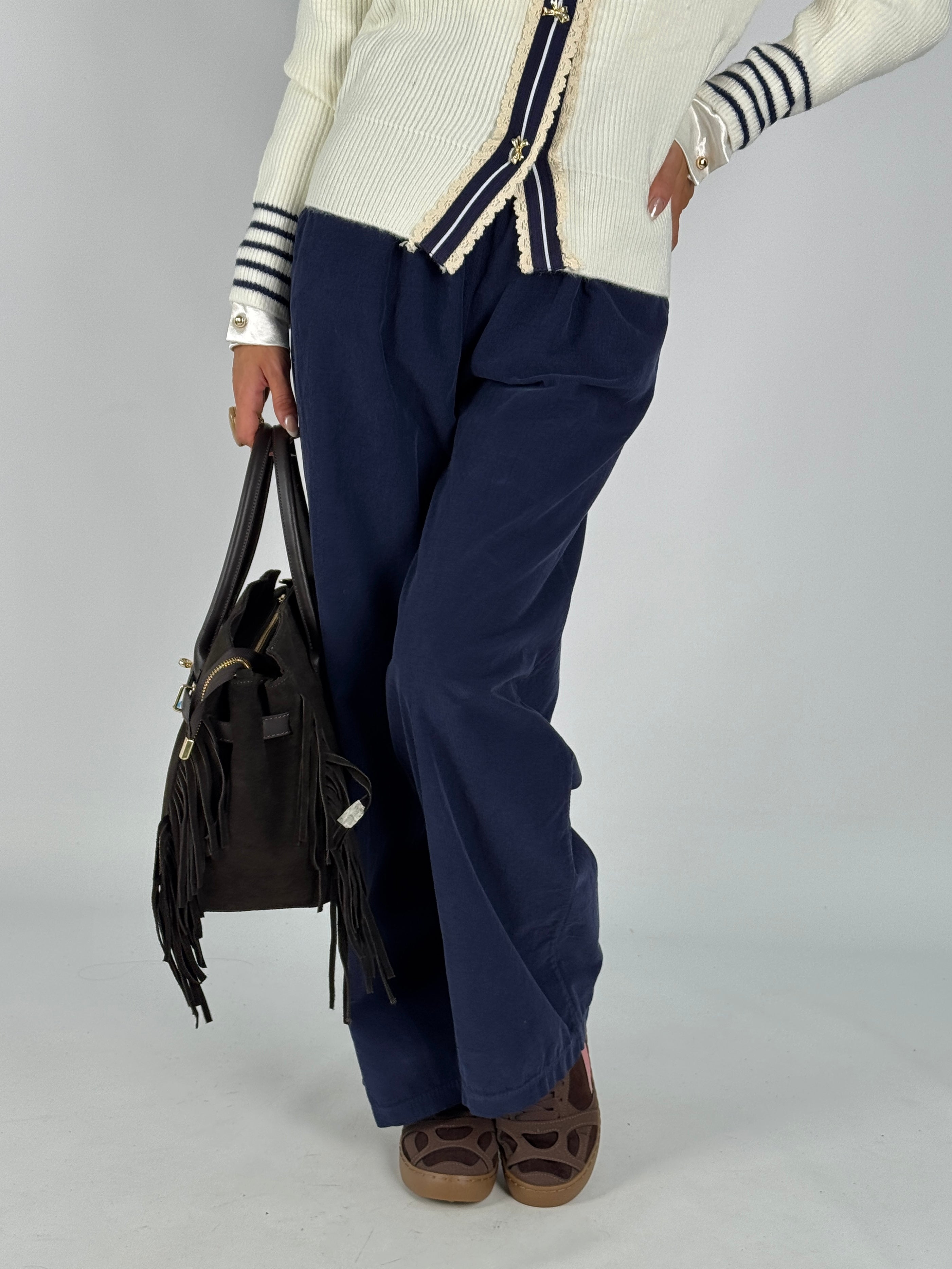 Pantalone velluto blu