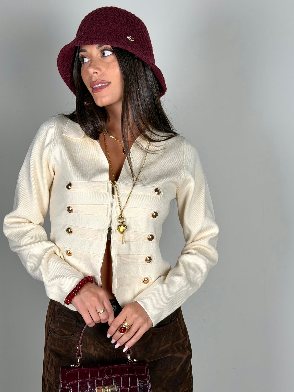 Maglia Napoleone zip beige