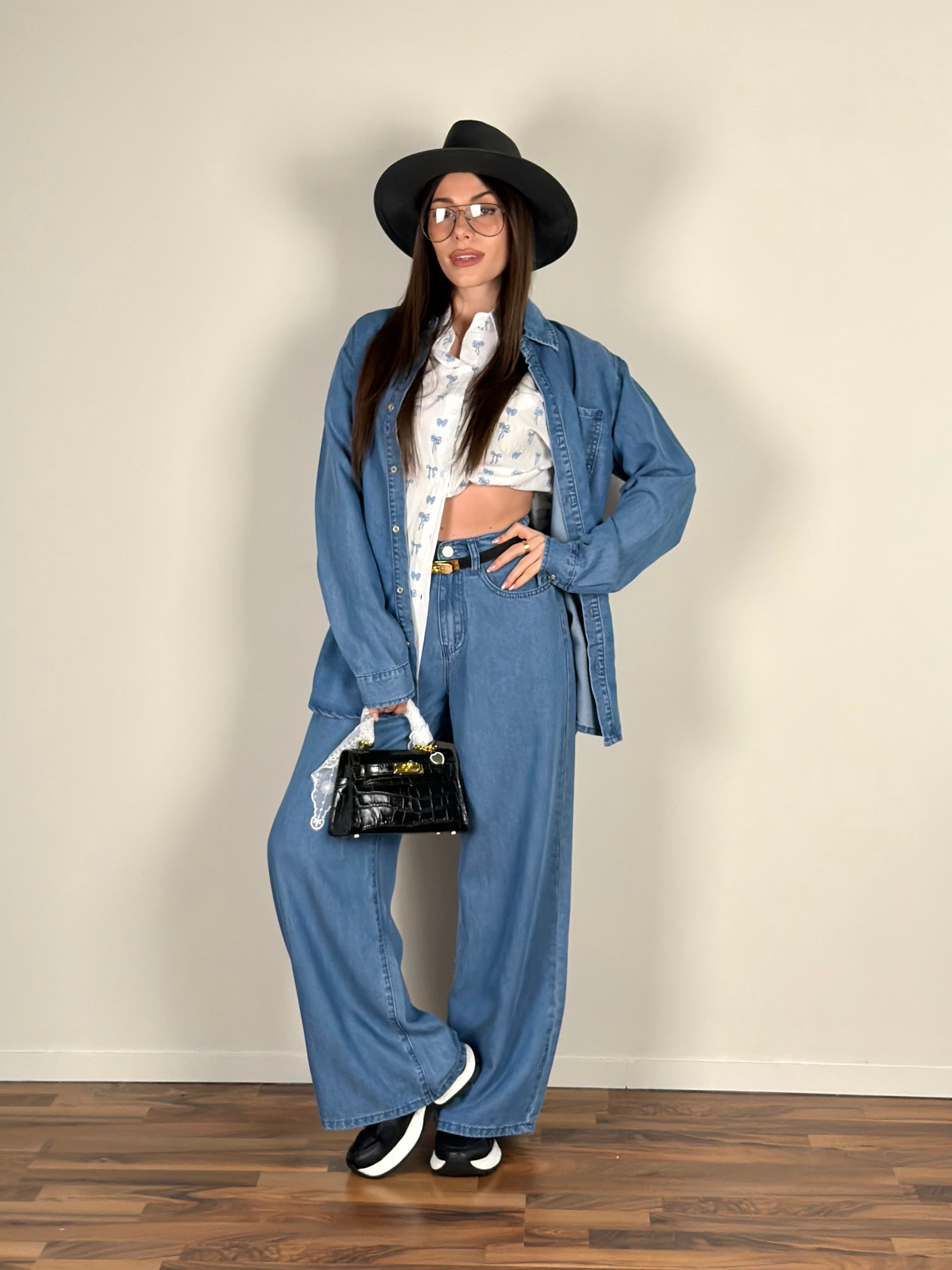 Camicia Rose blu scuro