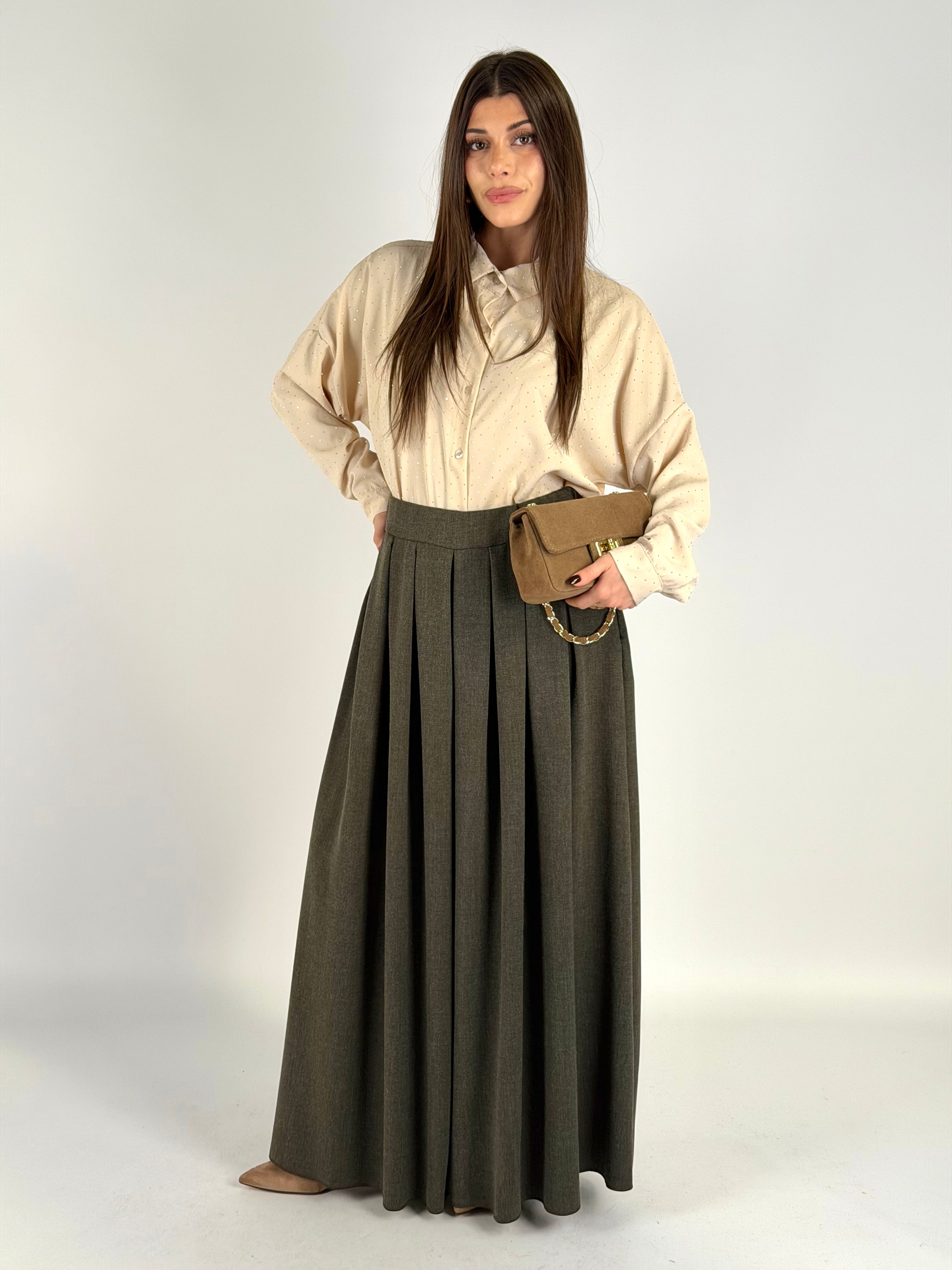 Camicia mille zirconi beige