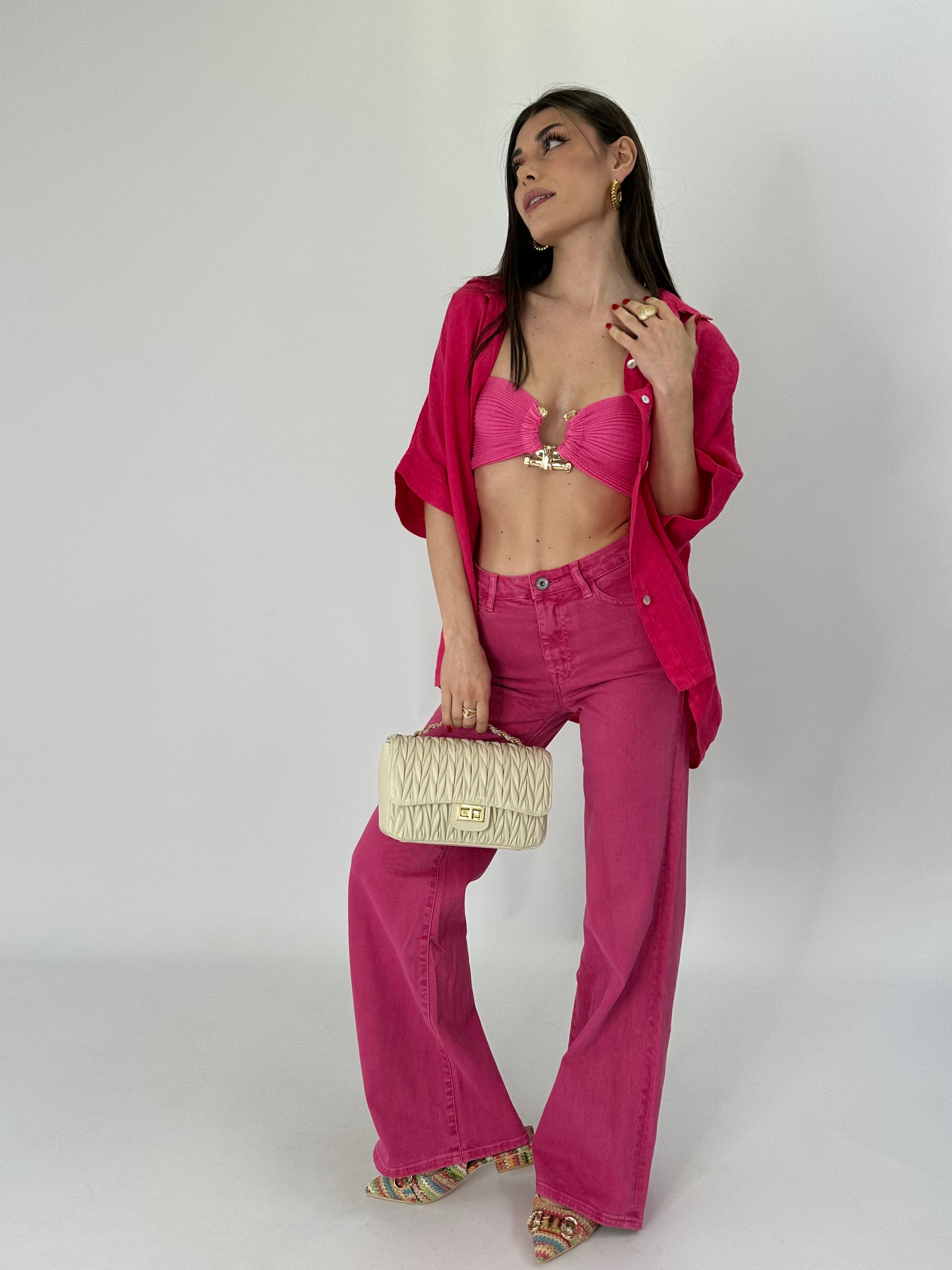 Jeans ofelia palazzo fucsia