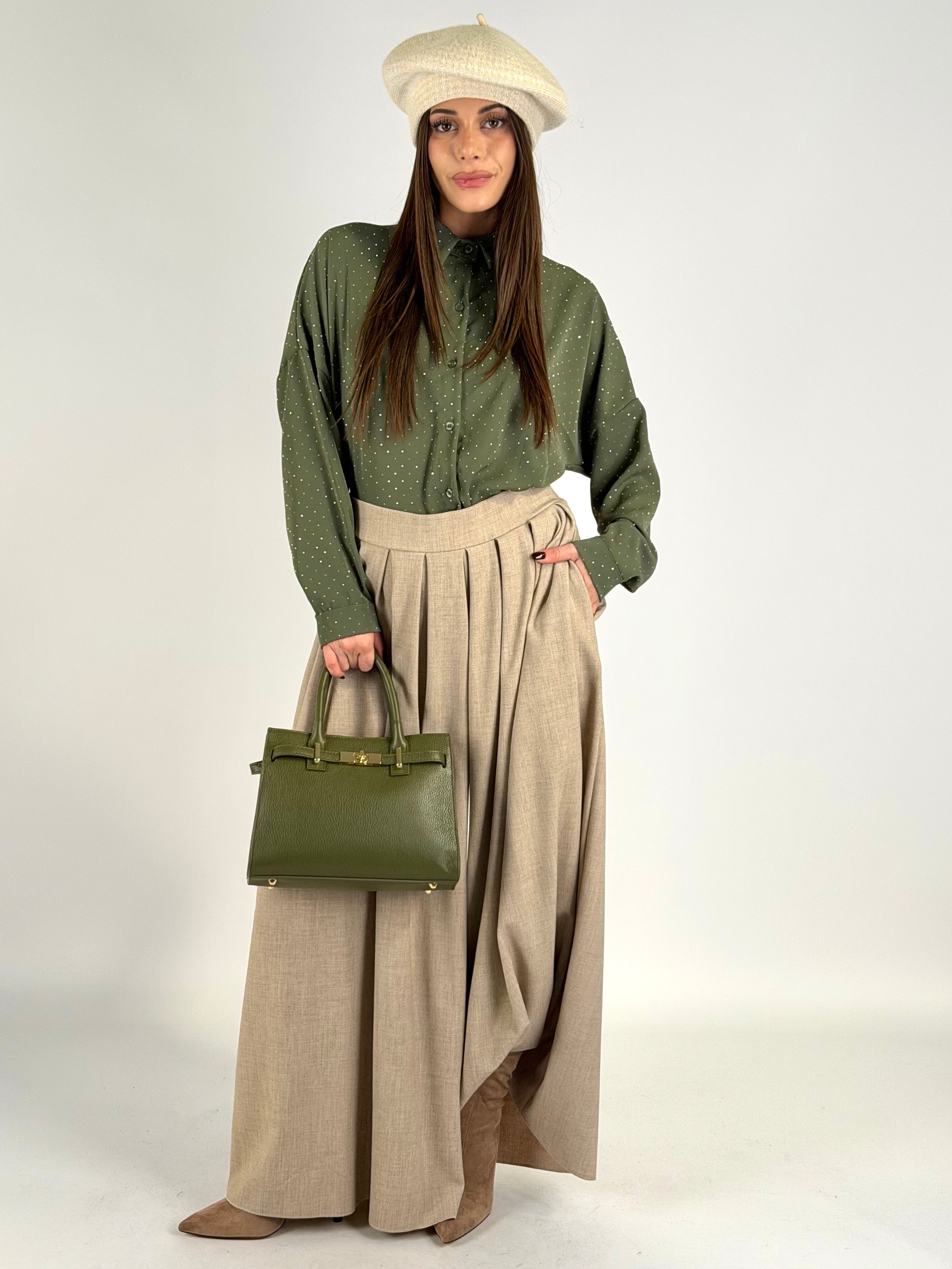 Camicia mille zirconi verde