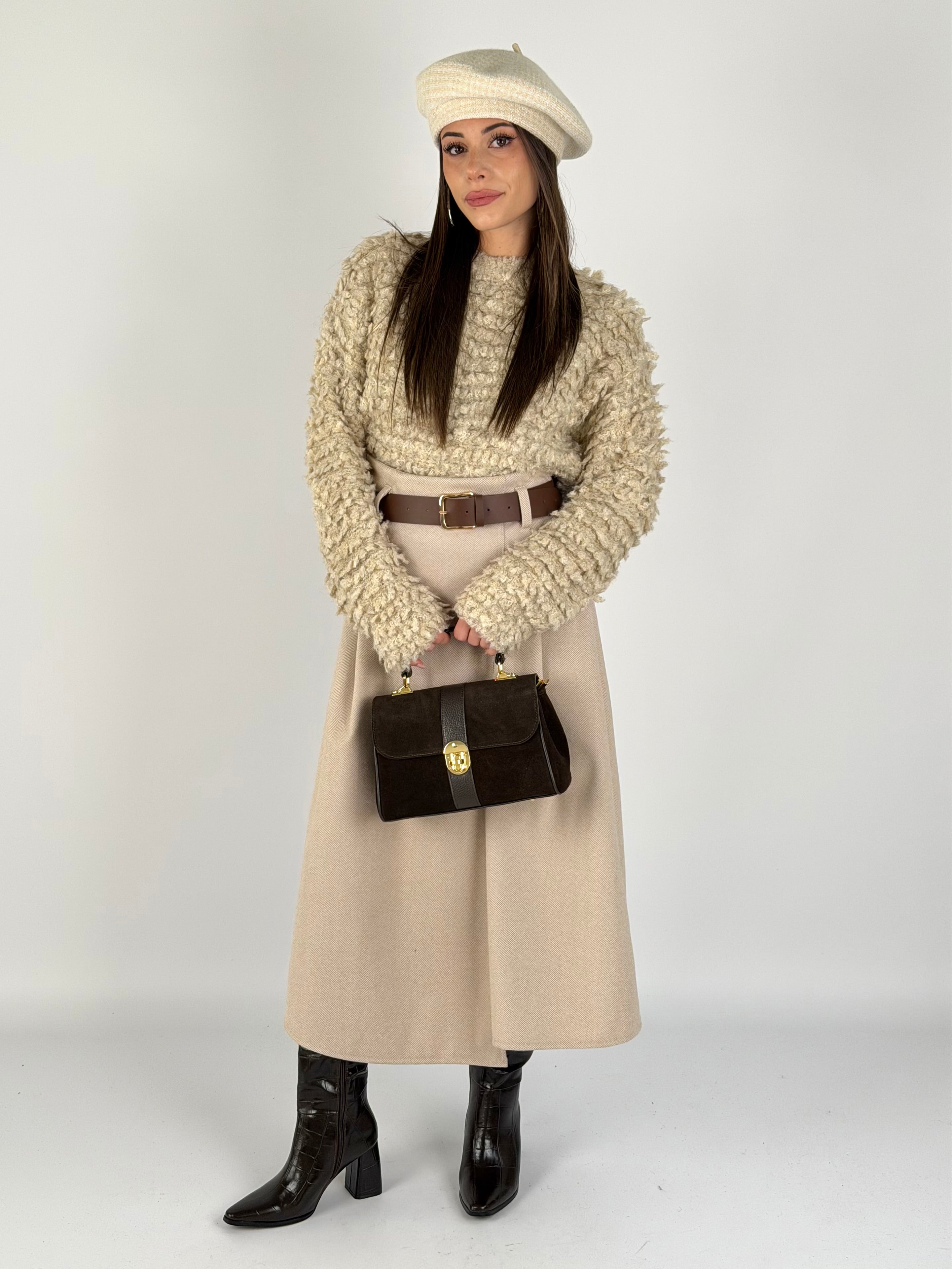 Gonna in panno beige