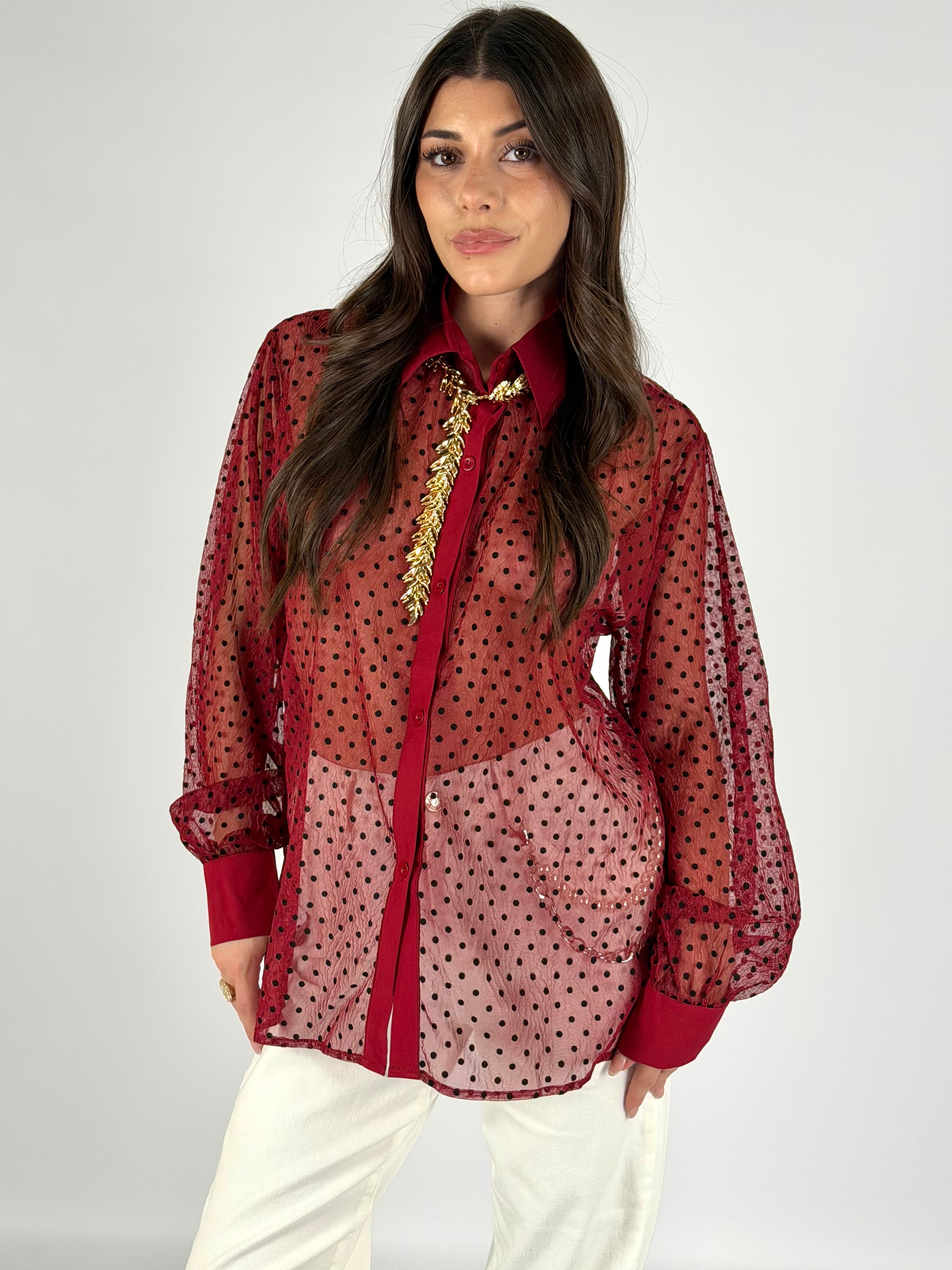 Camicia pois bordeaux