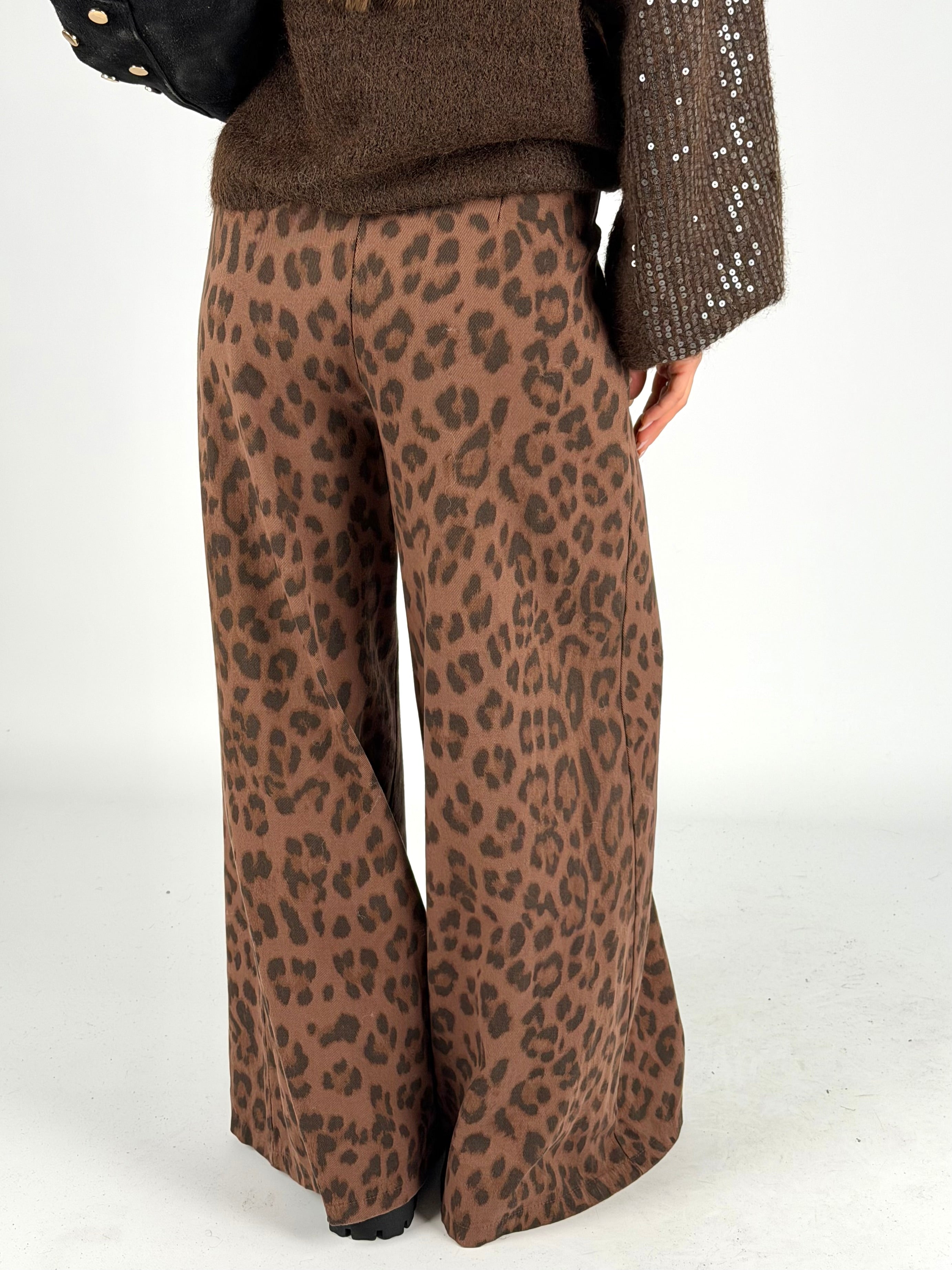Pantalone animalier palazzo moro
