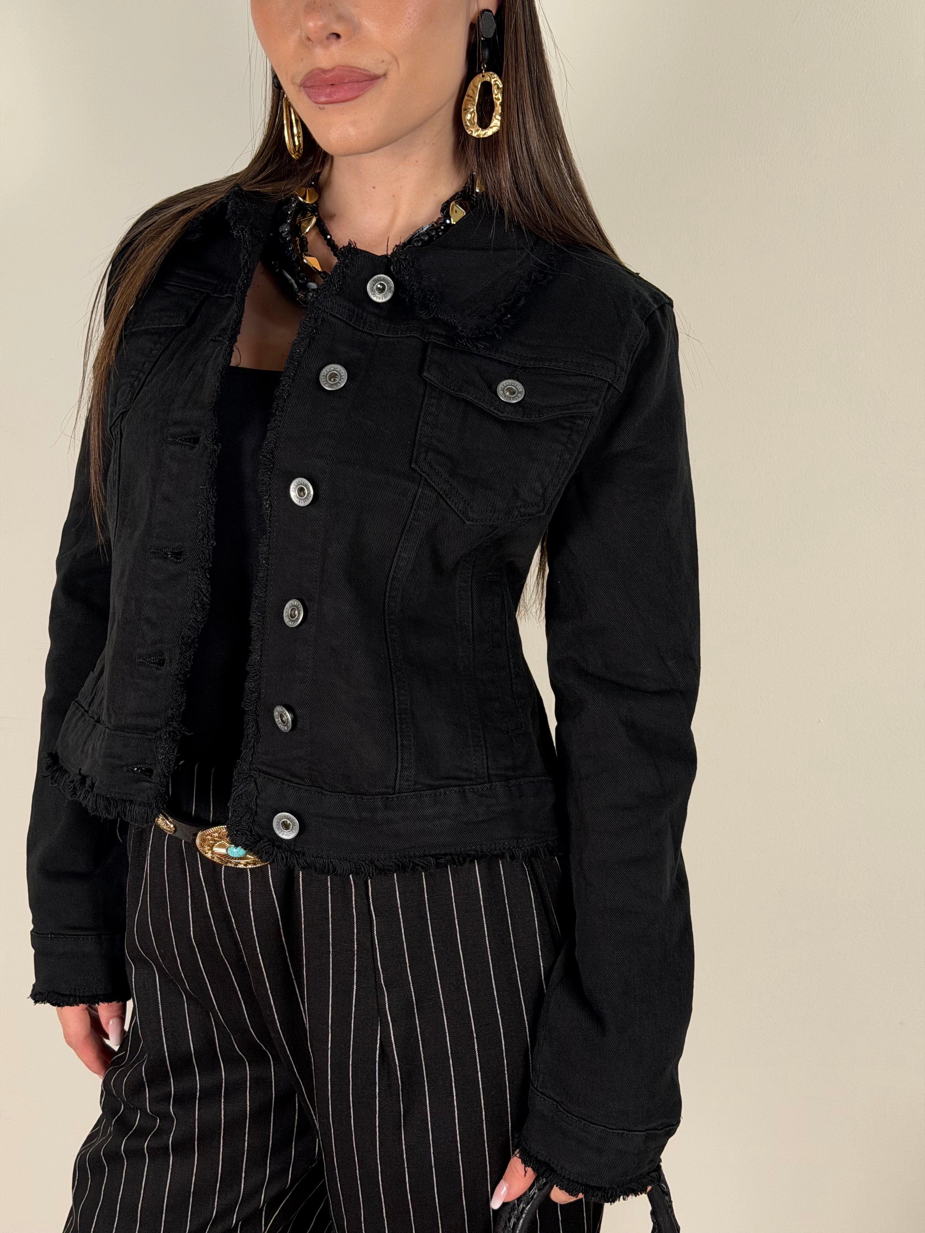 Giubbino jeans David nero