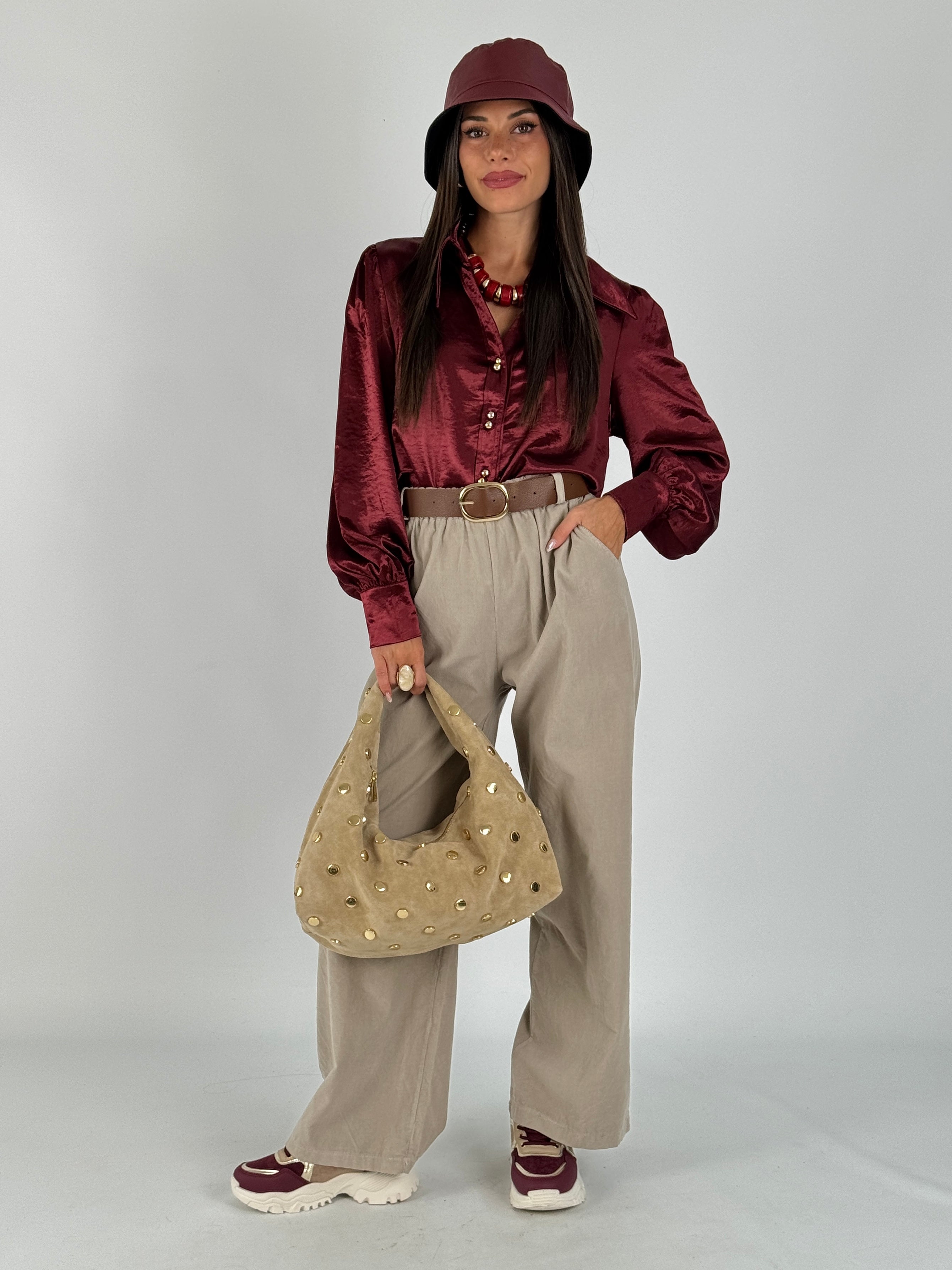 Camicia seta bordeaux