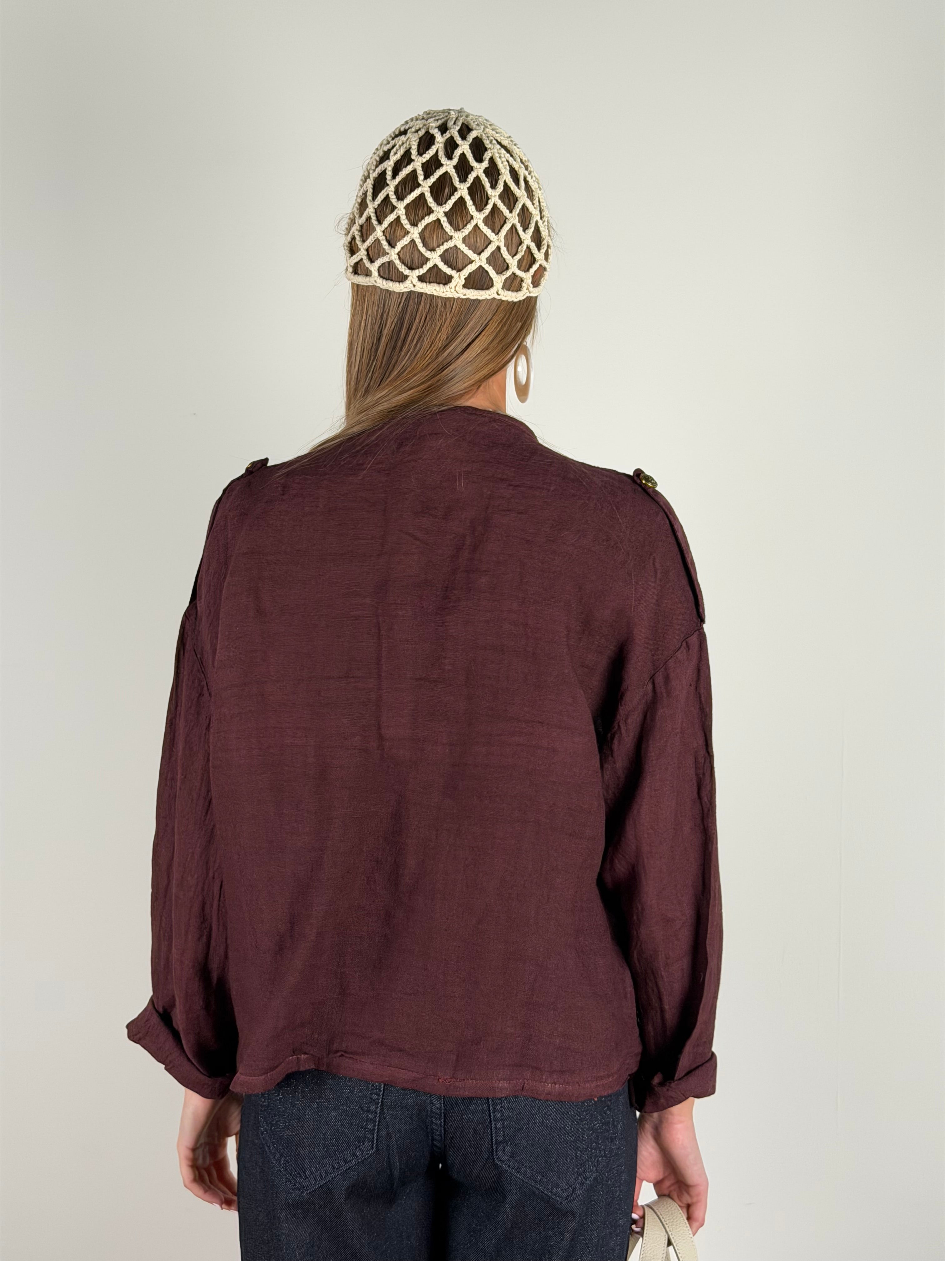 Giacca Lino Coralline bordeaux