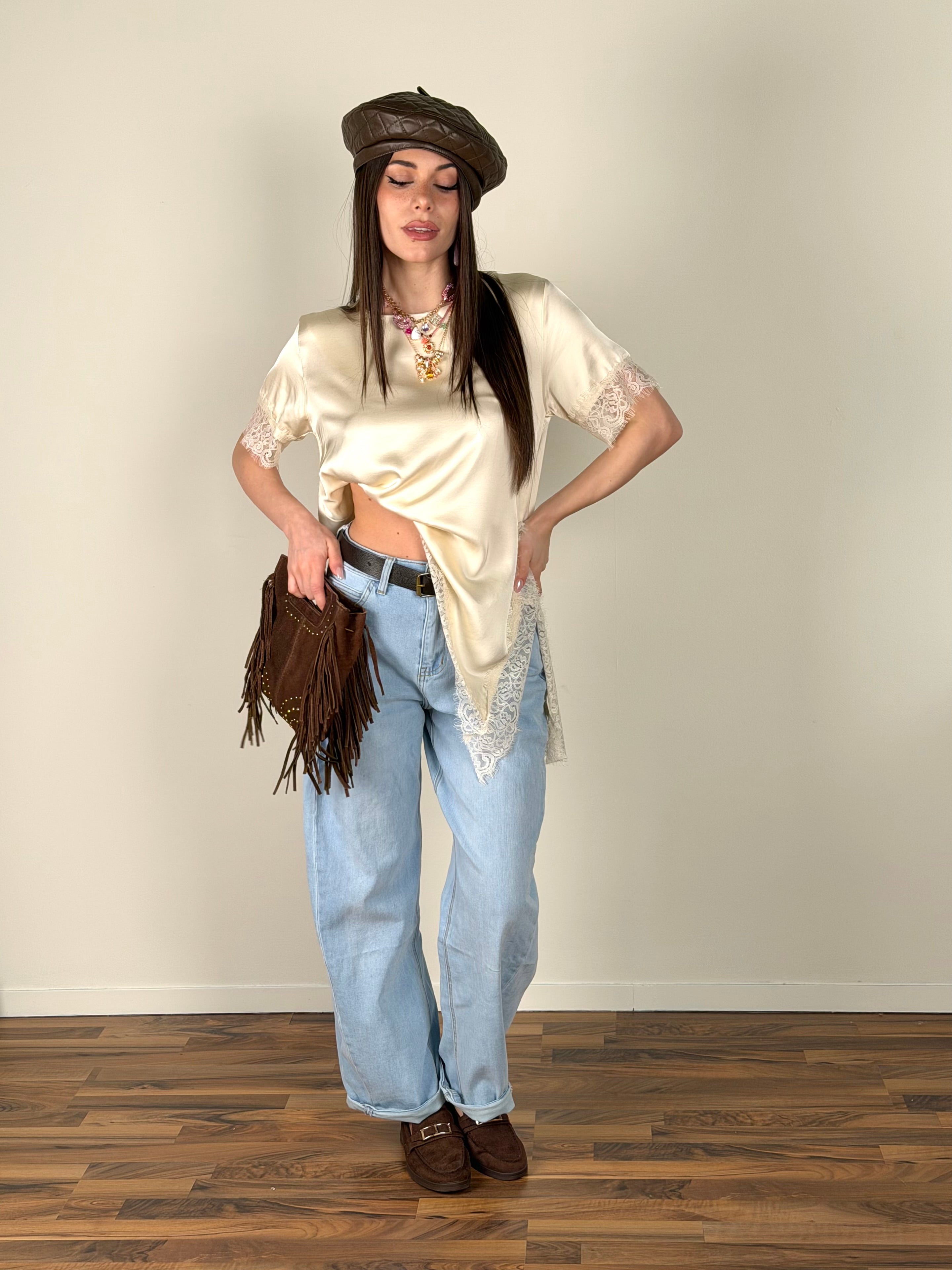 Maglia trasversale beige