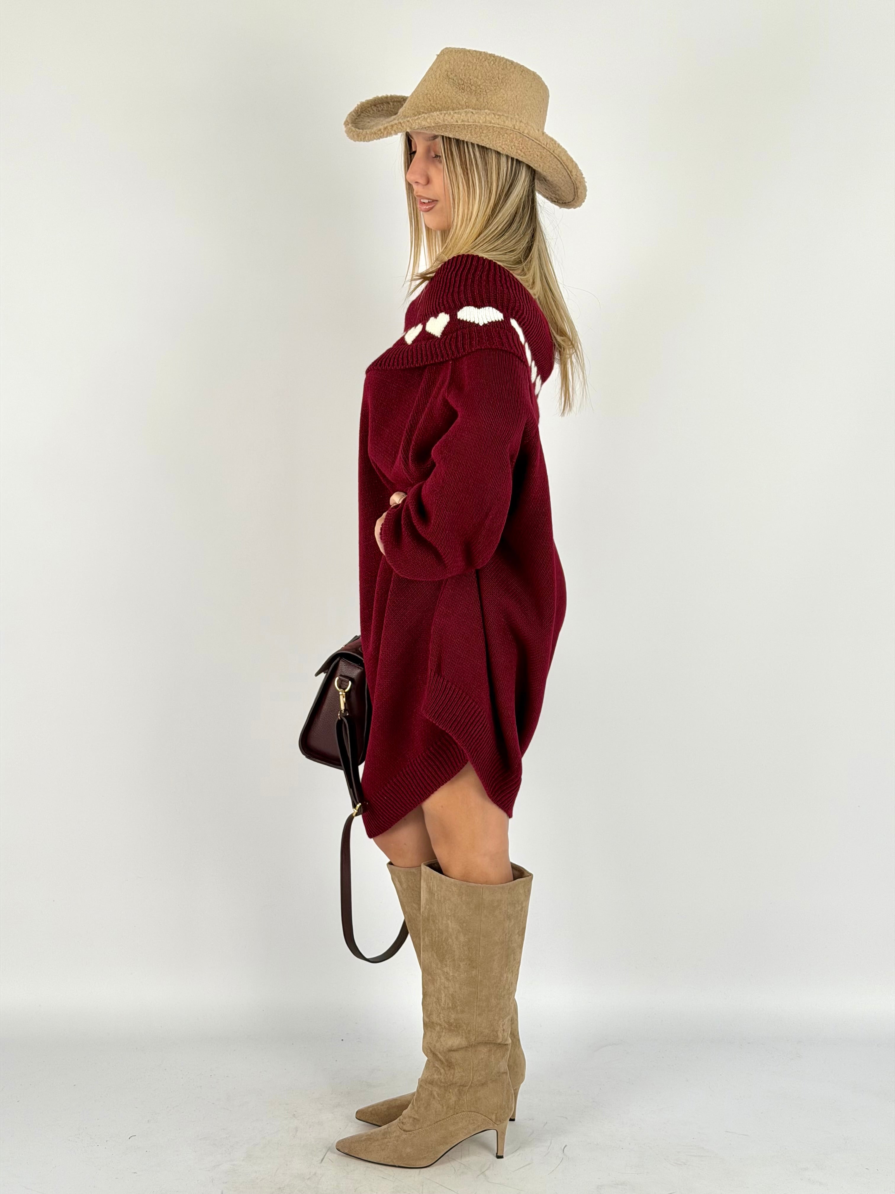 Abito cuori bordeaux