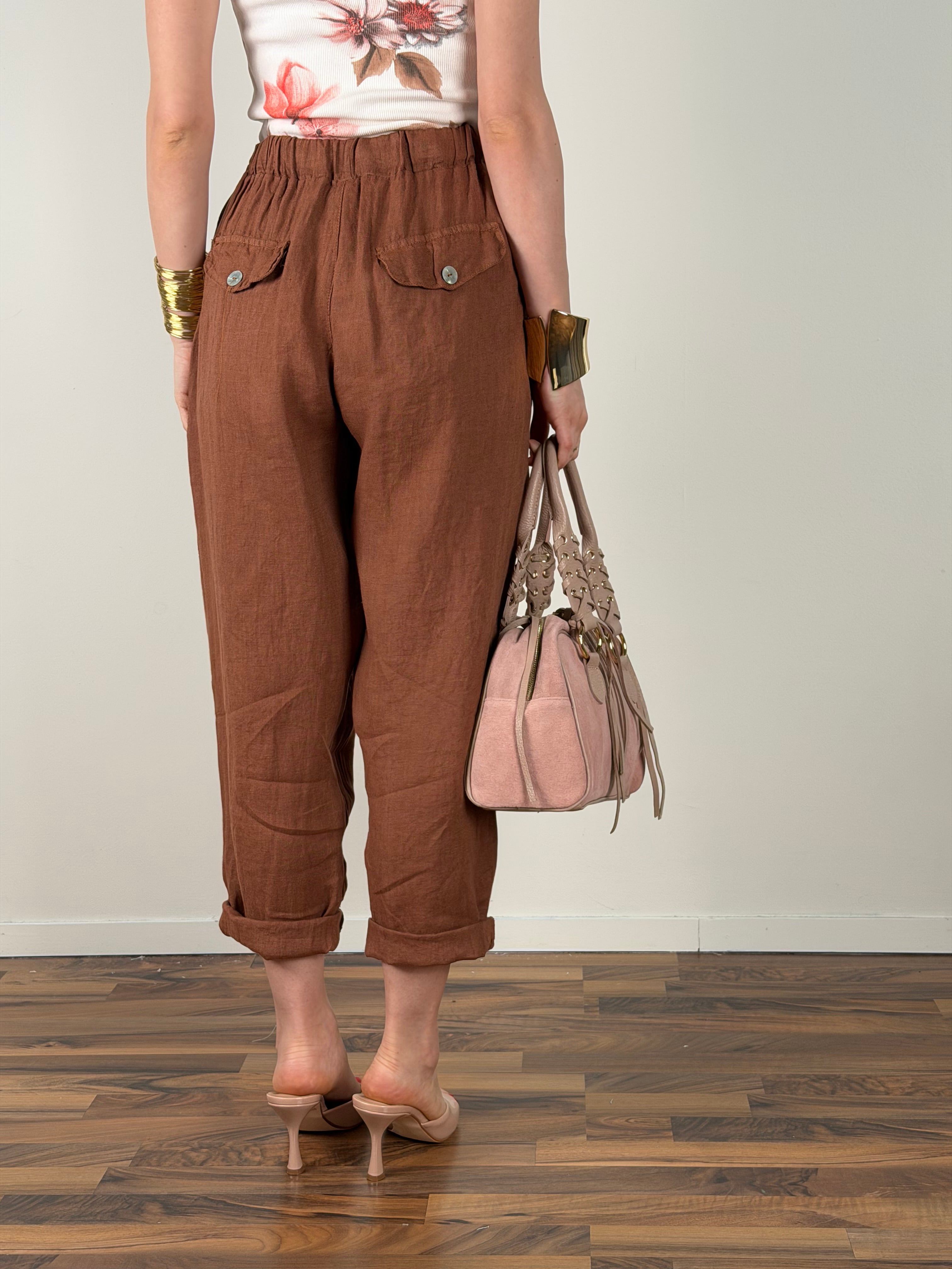 Pantalone lino Napoleone coccio