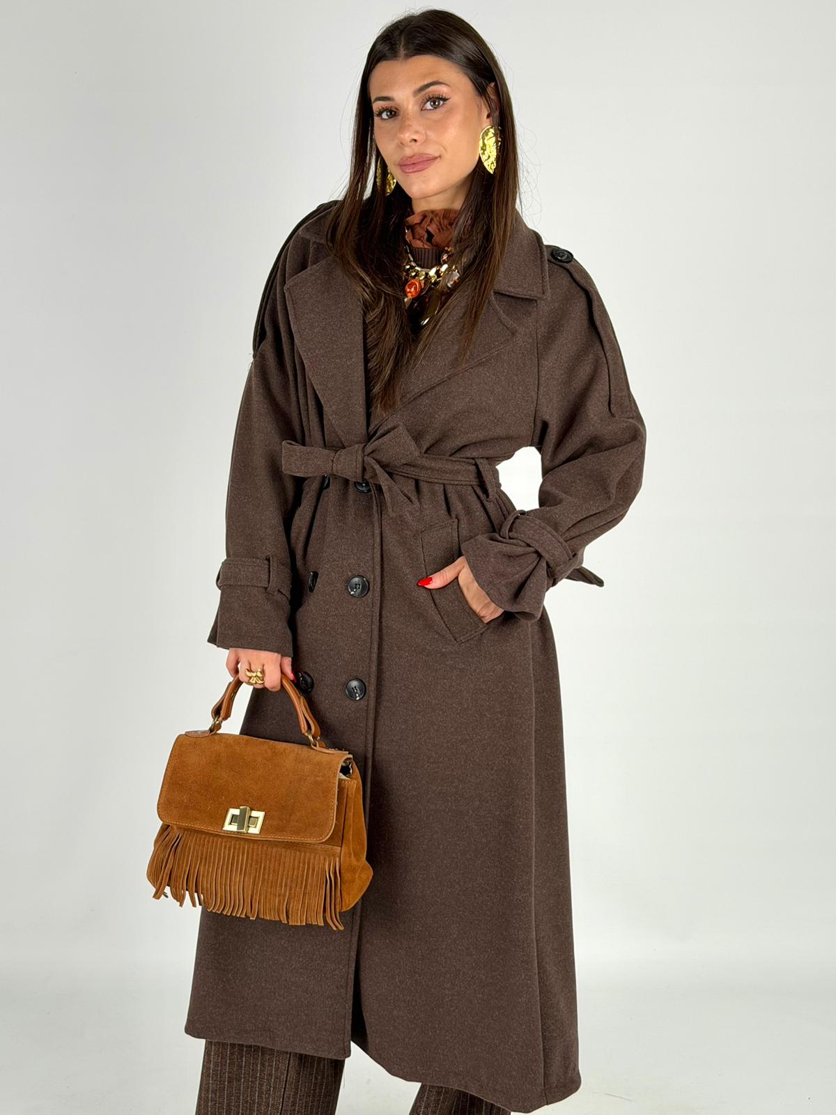 Maxi cappotto fiocco moro