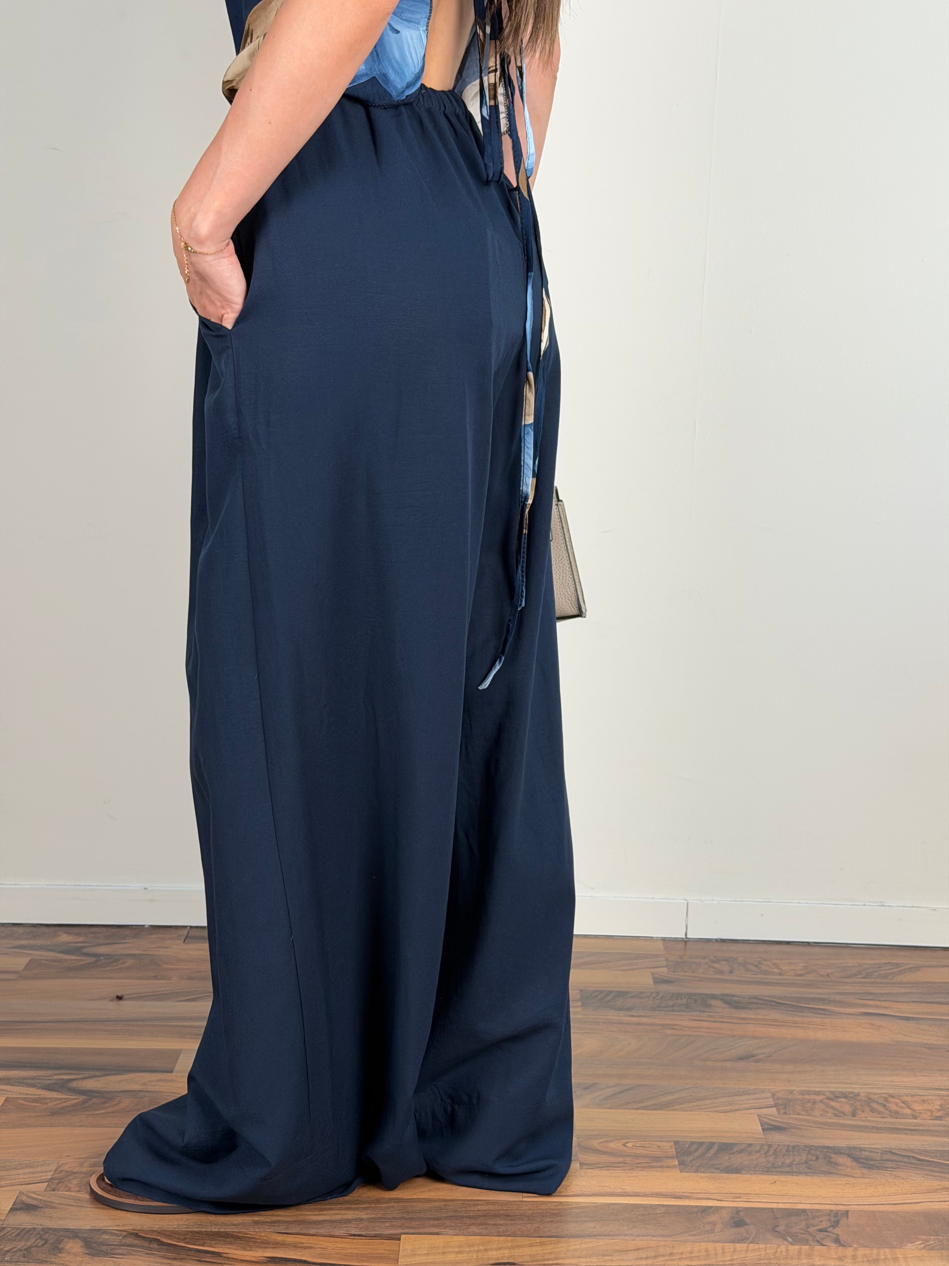 Pantalone lino Mirage blu