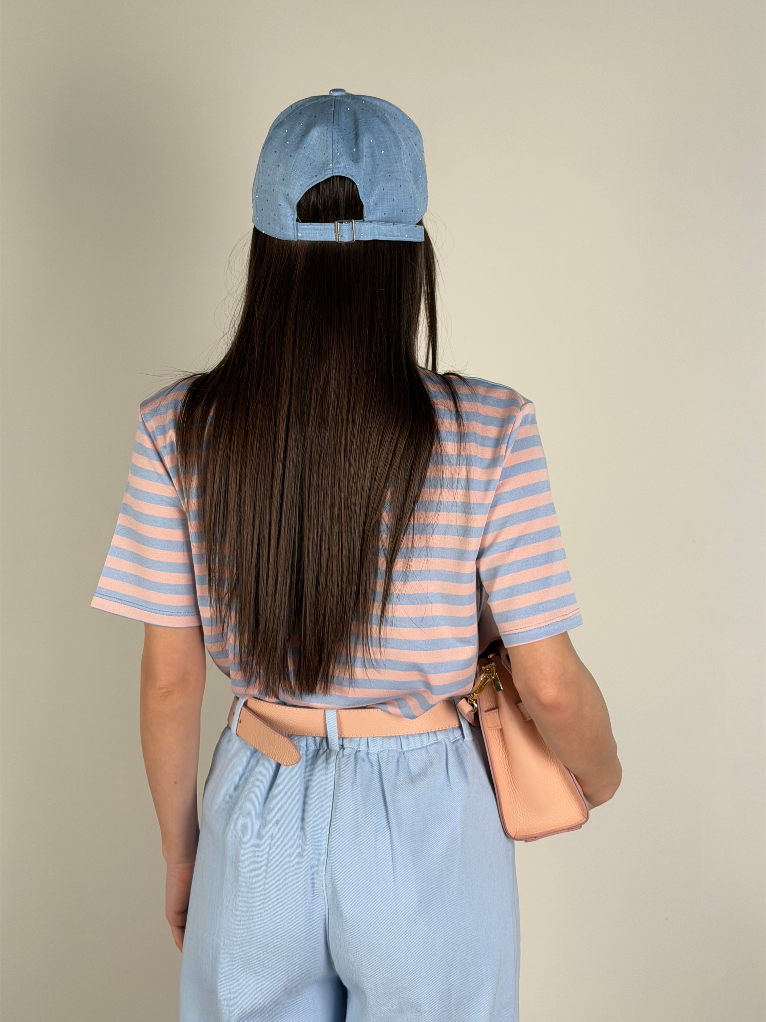 Maglia bicolor righe celeste