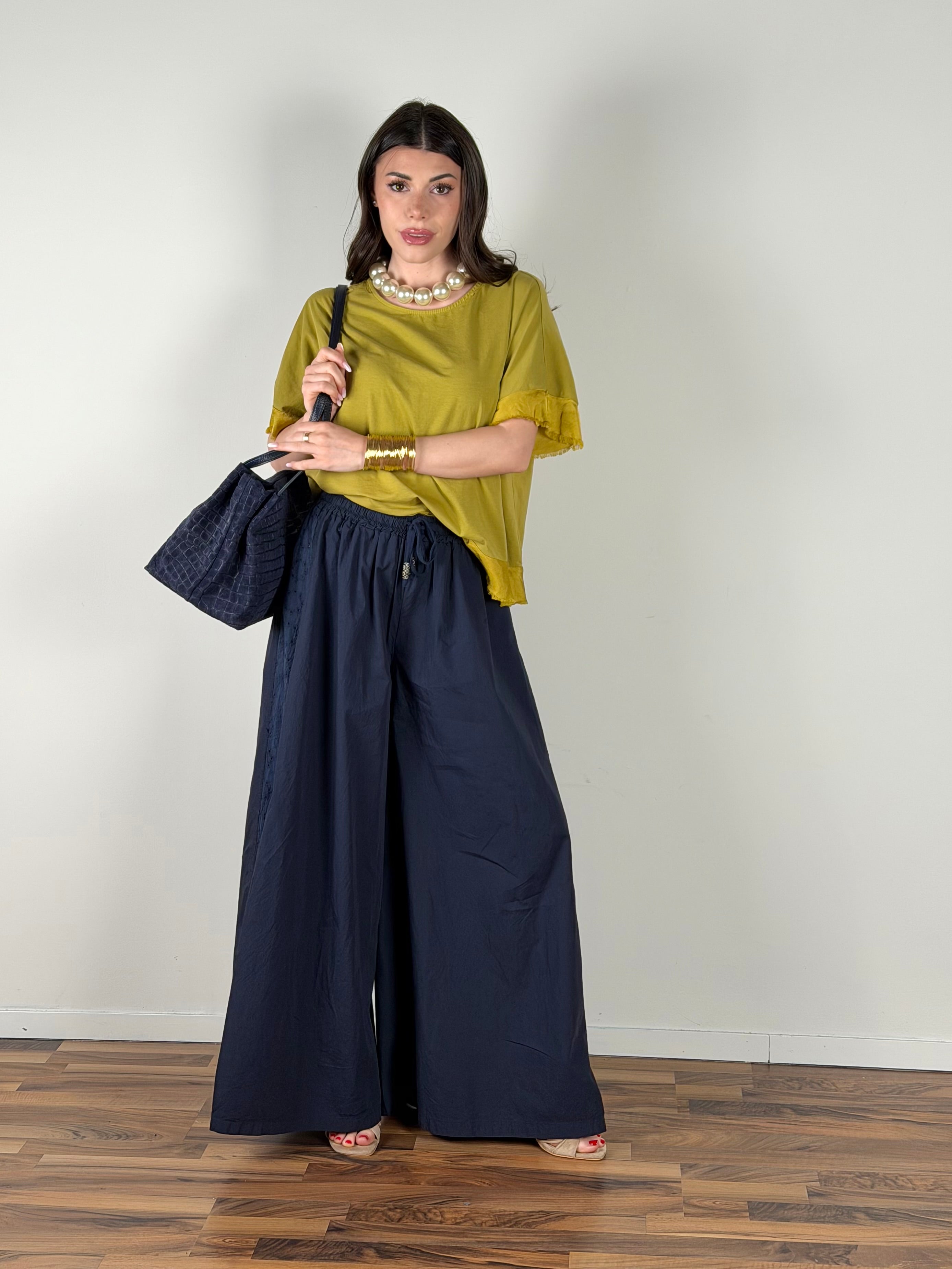 Pantalone colors pizzo sangallo blu