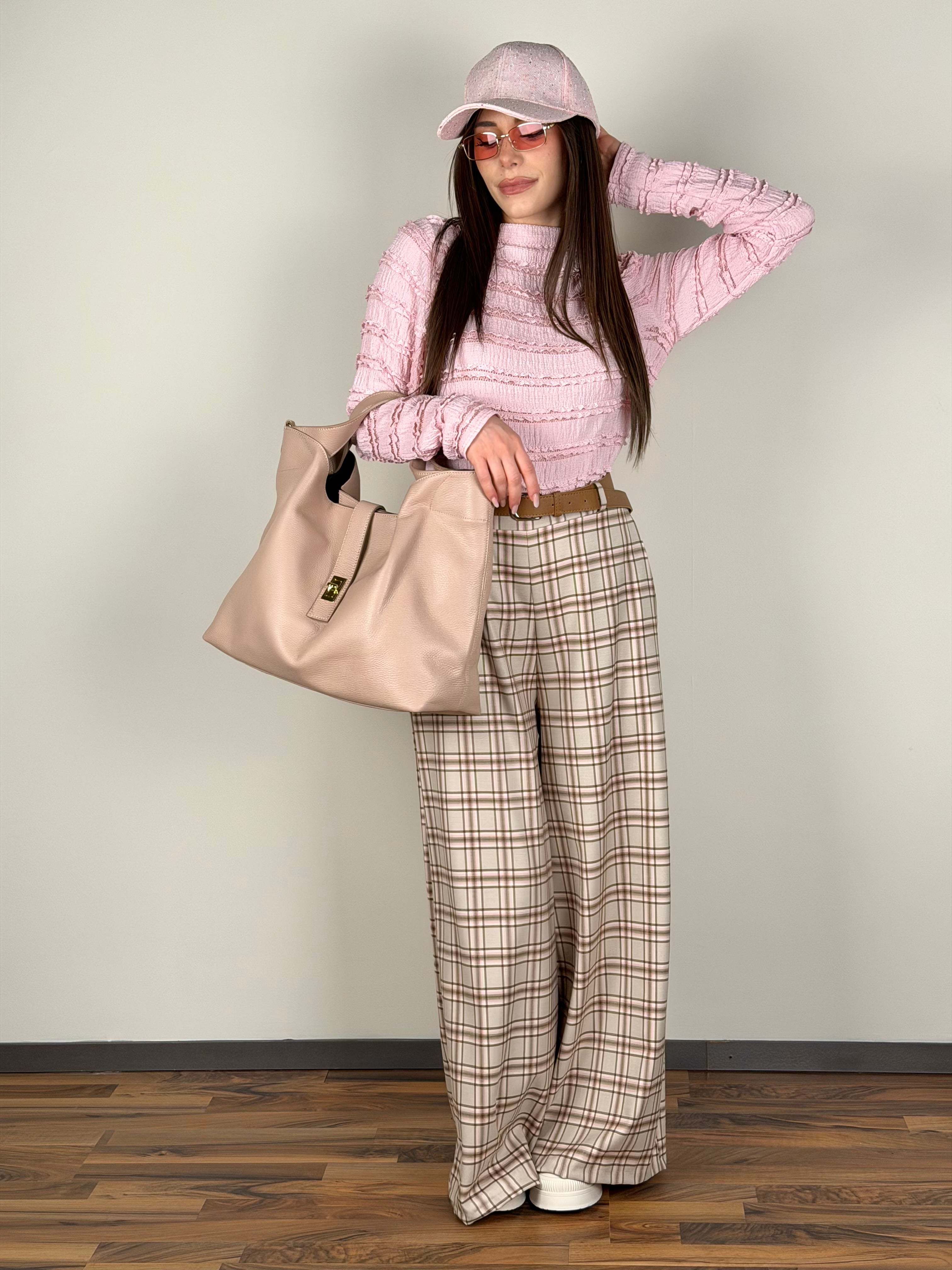 Pantalone check Siria beige