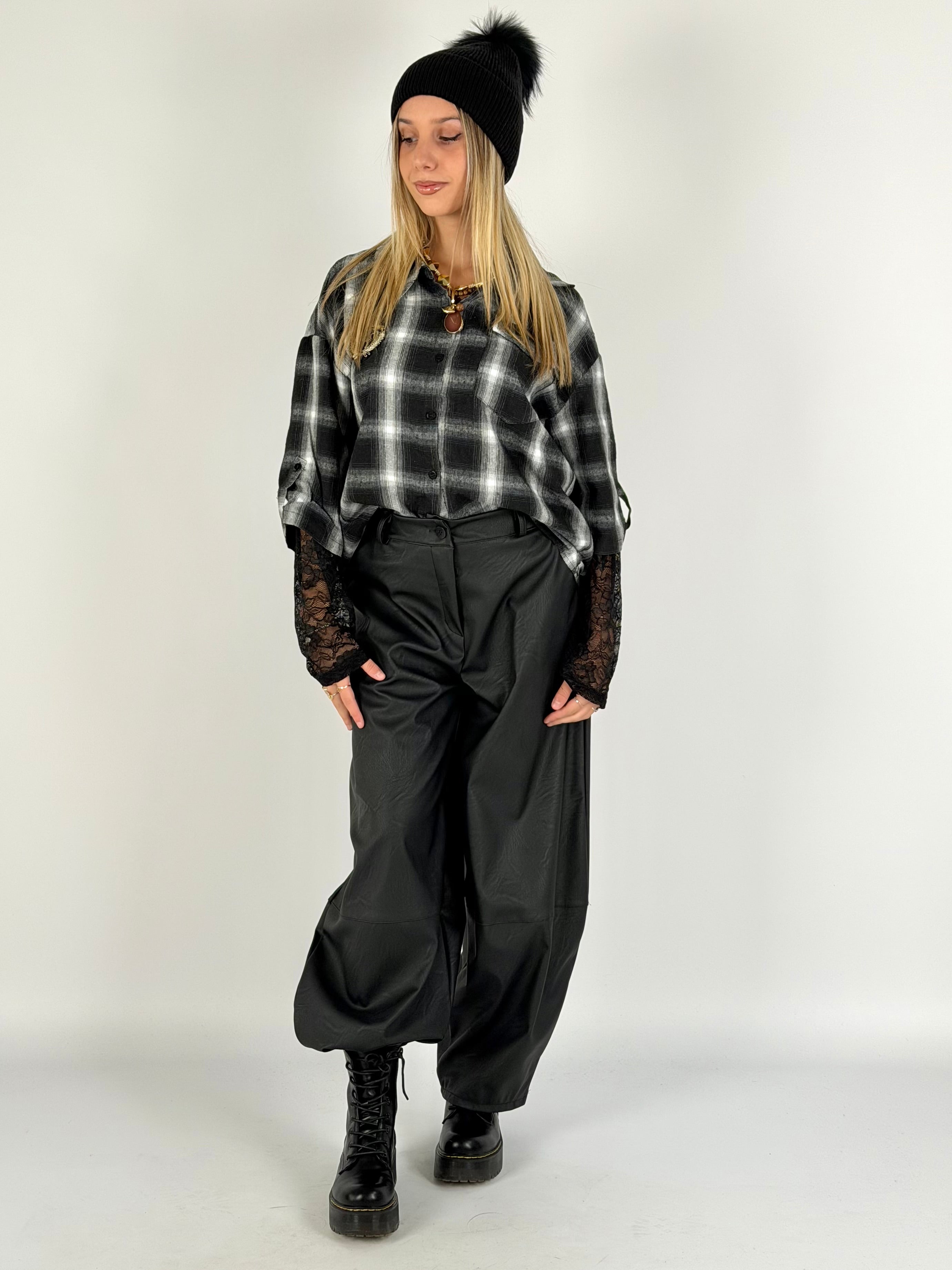 Camicia check Sally nera