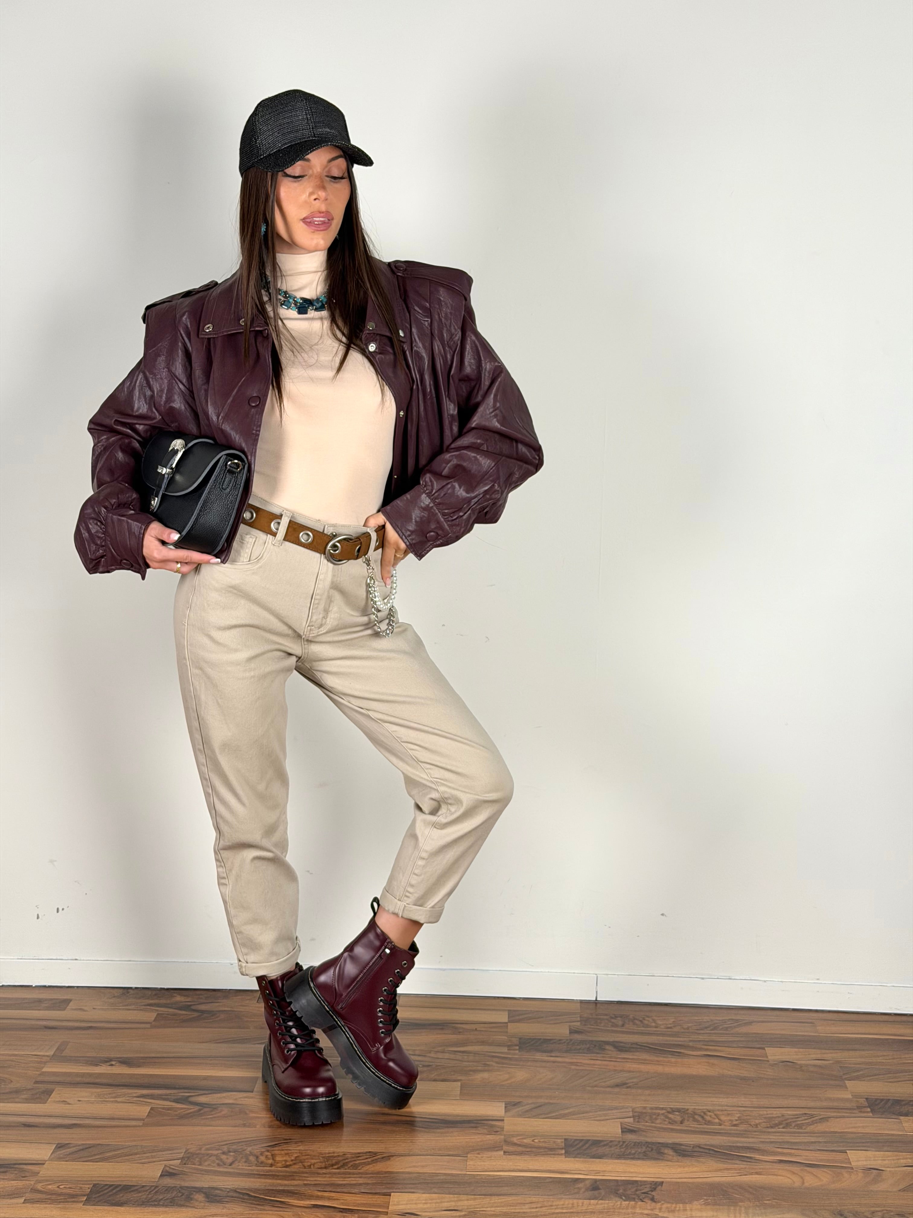 Bomber ecopelle London bordeaux