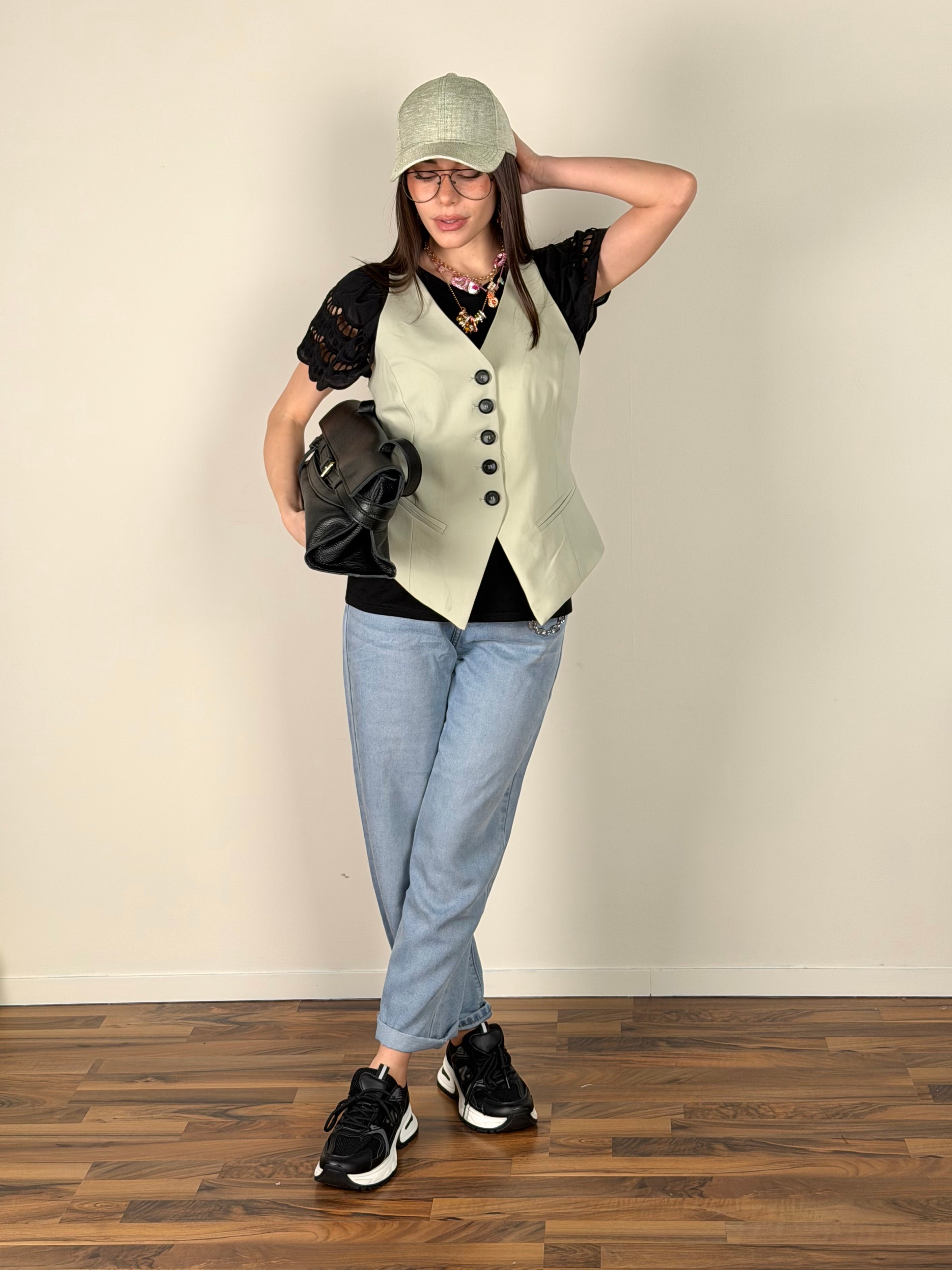 Maglia maxi volant nero