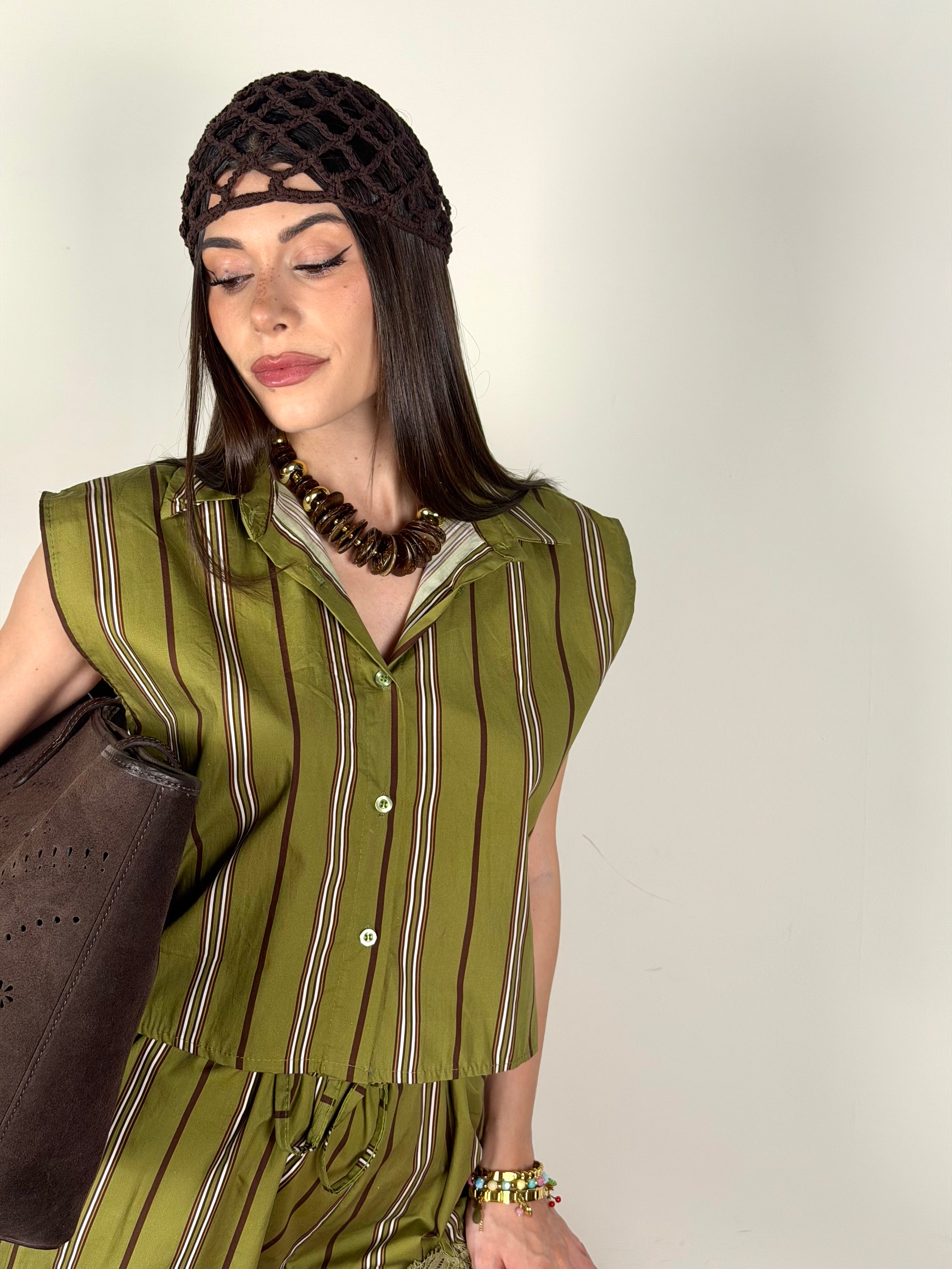 Camicia righe Ian verde